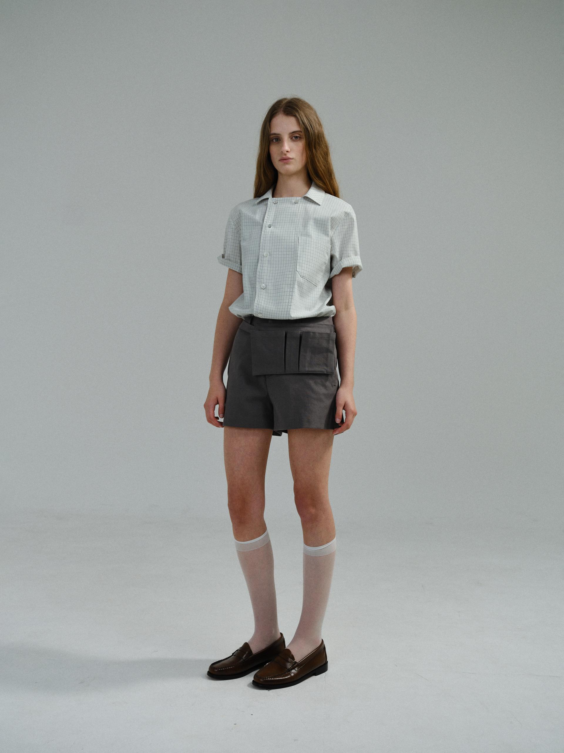 double structure shirt (blue check)
