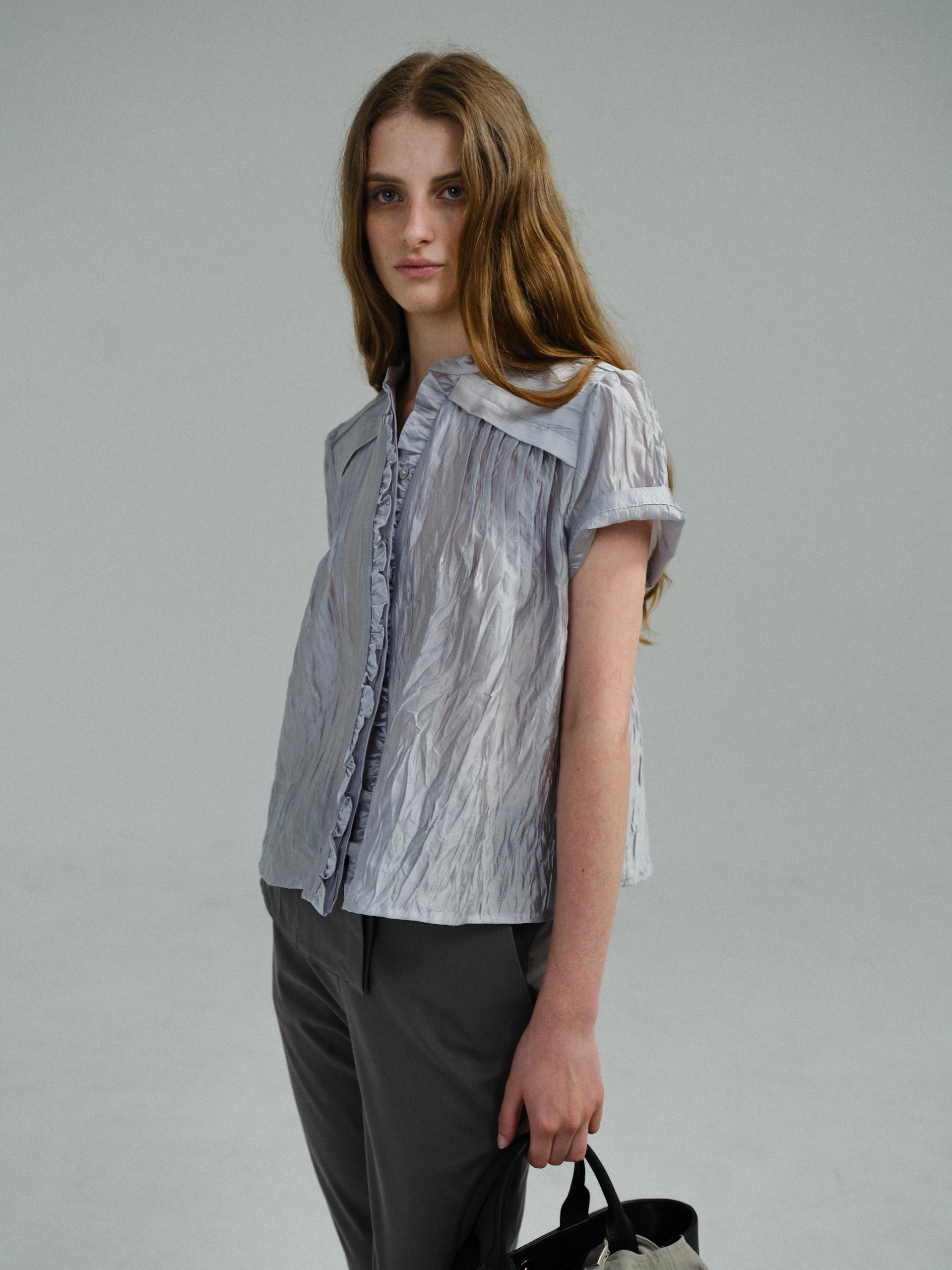 frill pintuck blouse (silver)