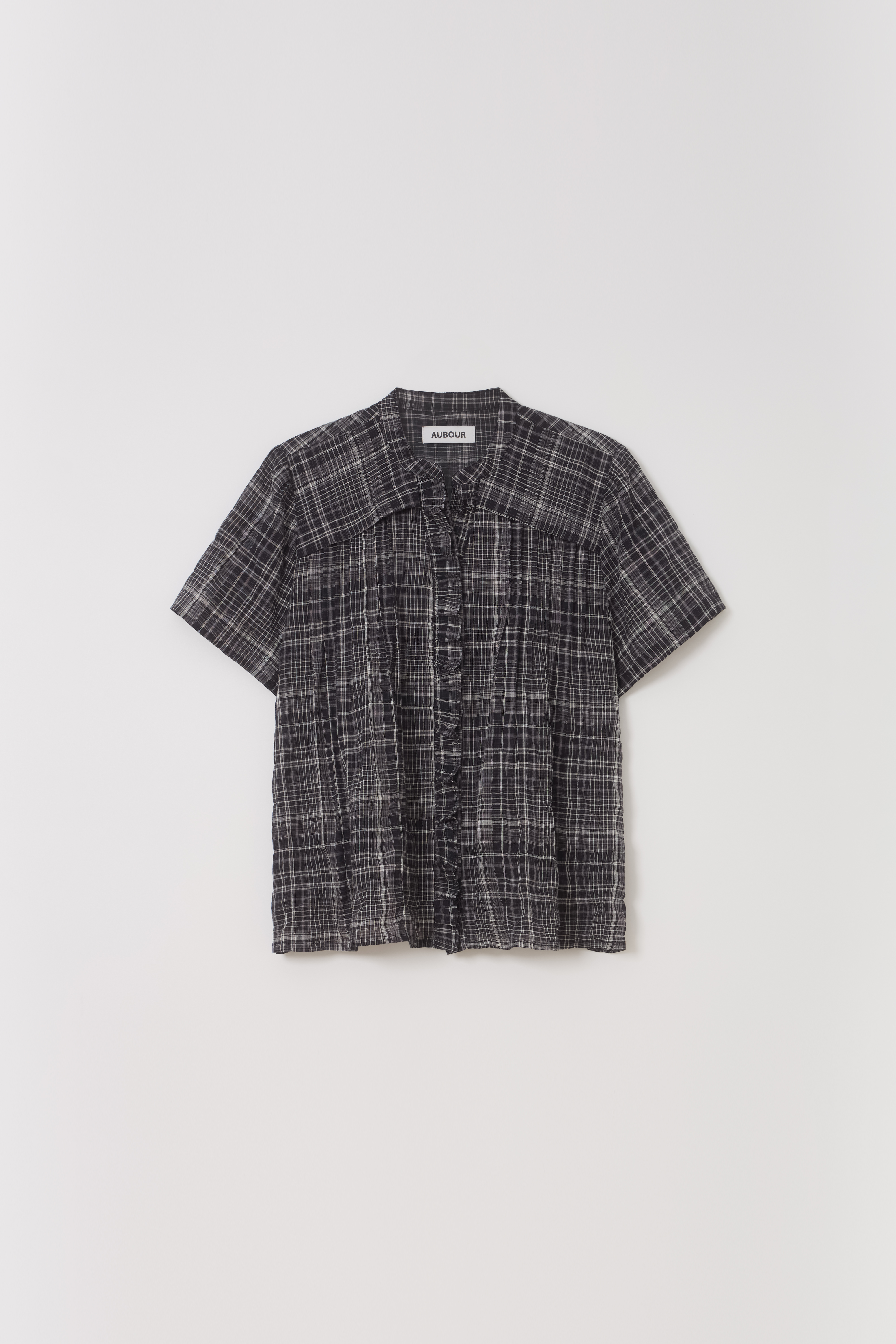 [2차 재입고] lace cap blouse (black check)