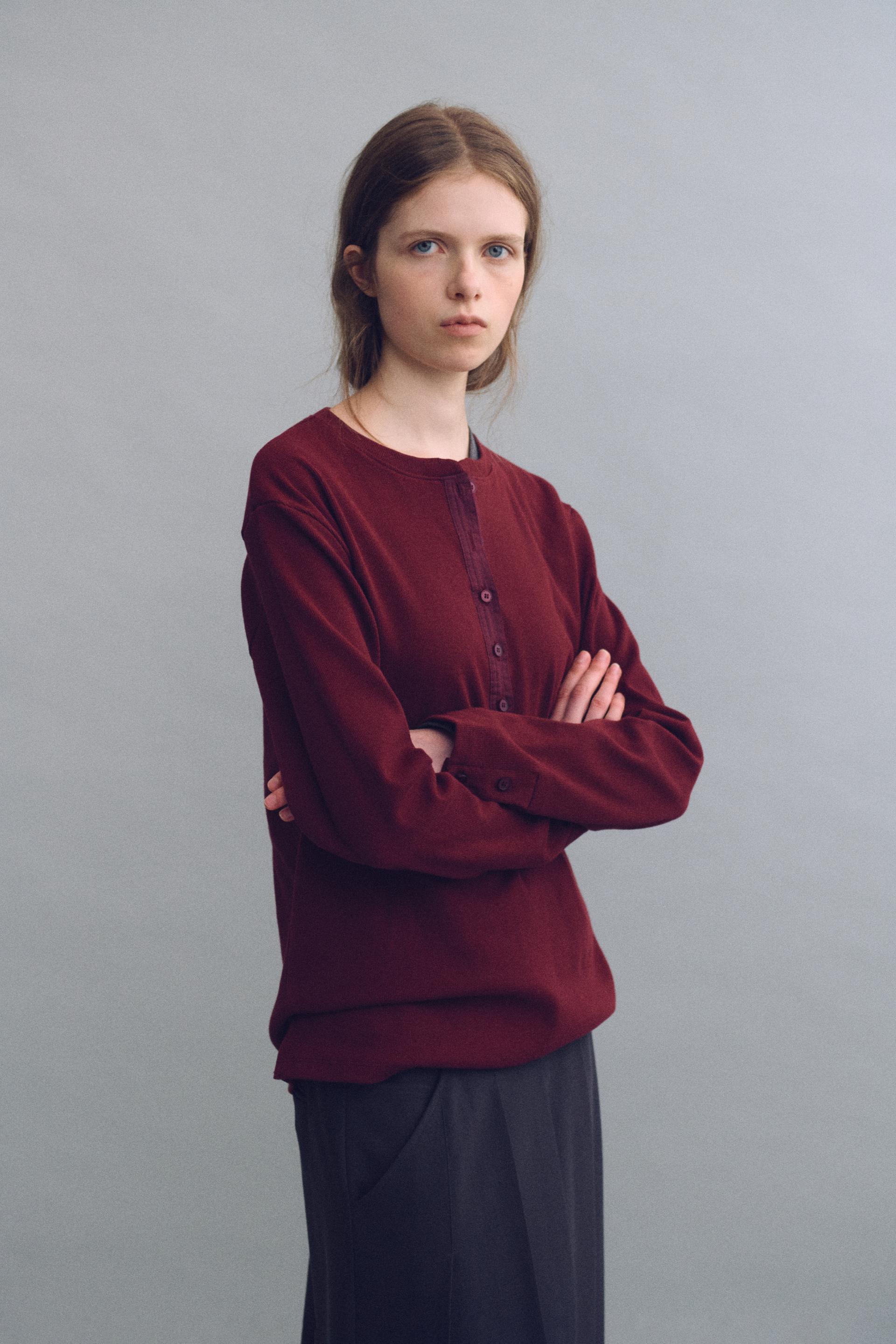 alter deep henley t-shirt (wine)