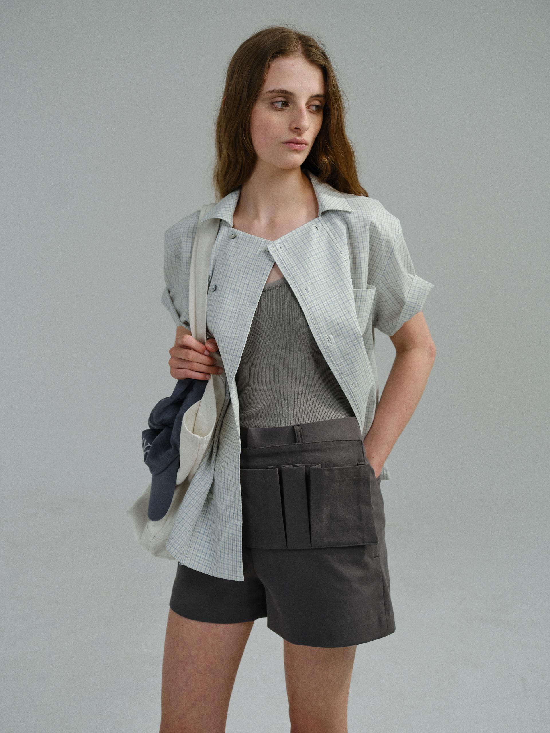 double structure shirt (blue check)
