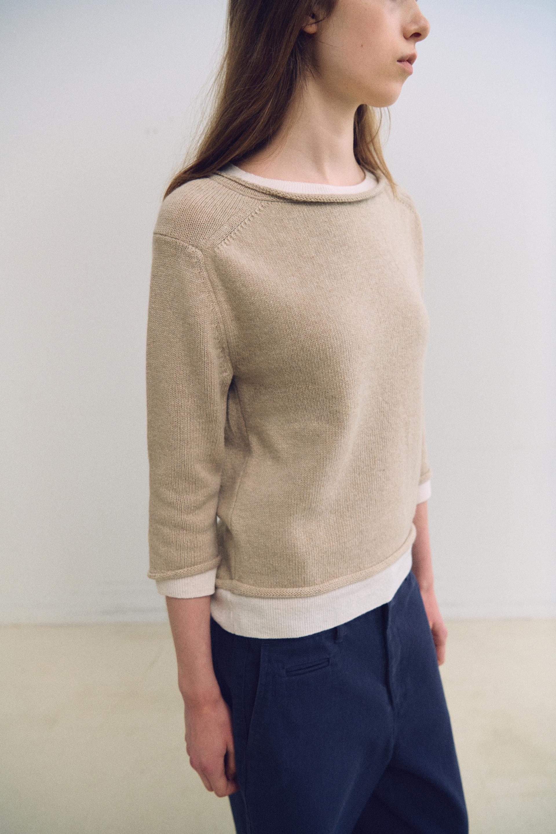 layered roll knit (beige)