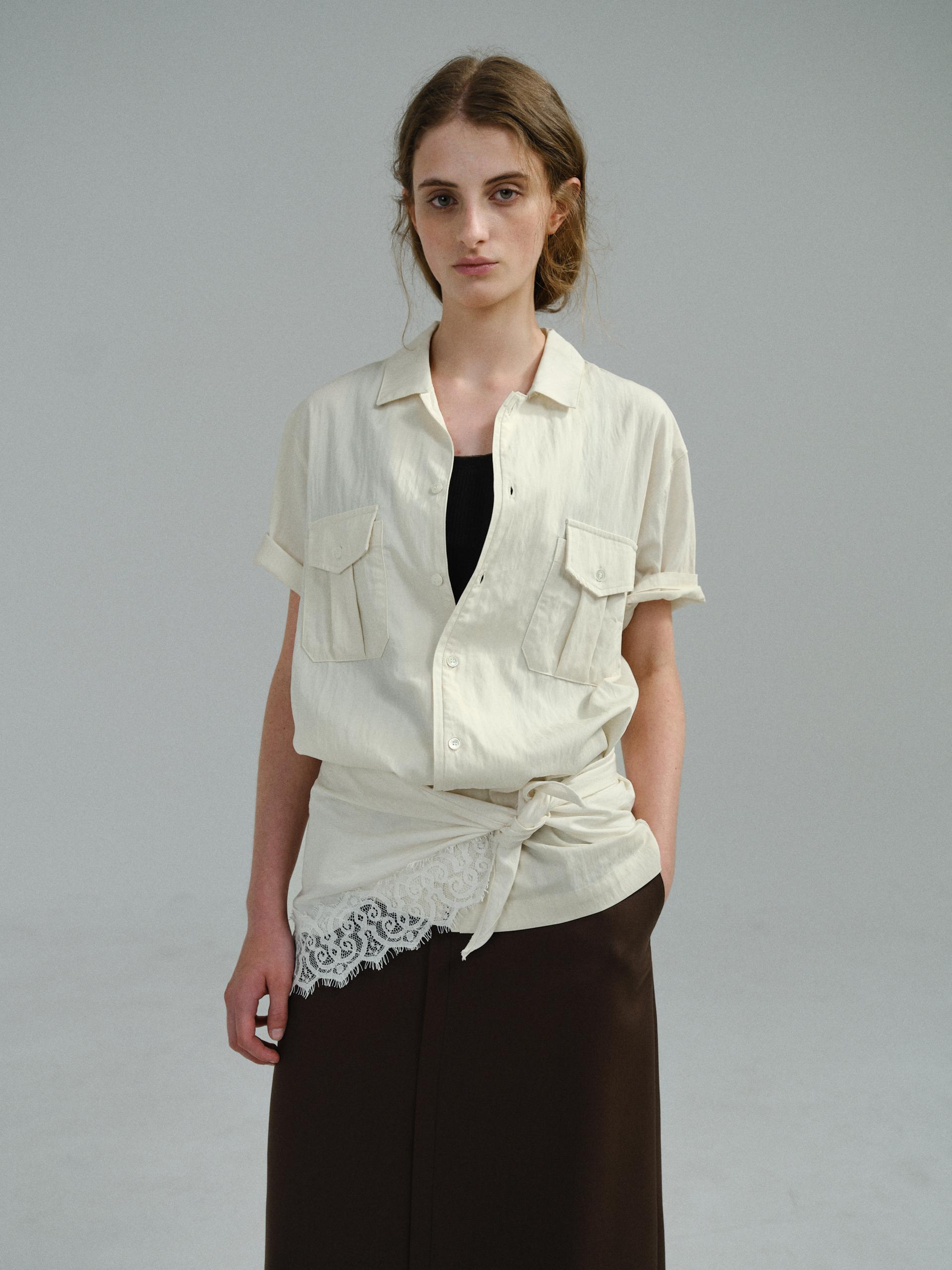 [7차 재입고 5/22 순차배송] wrinkled lapel shirts (ivory)