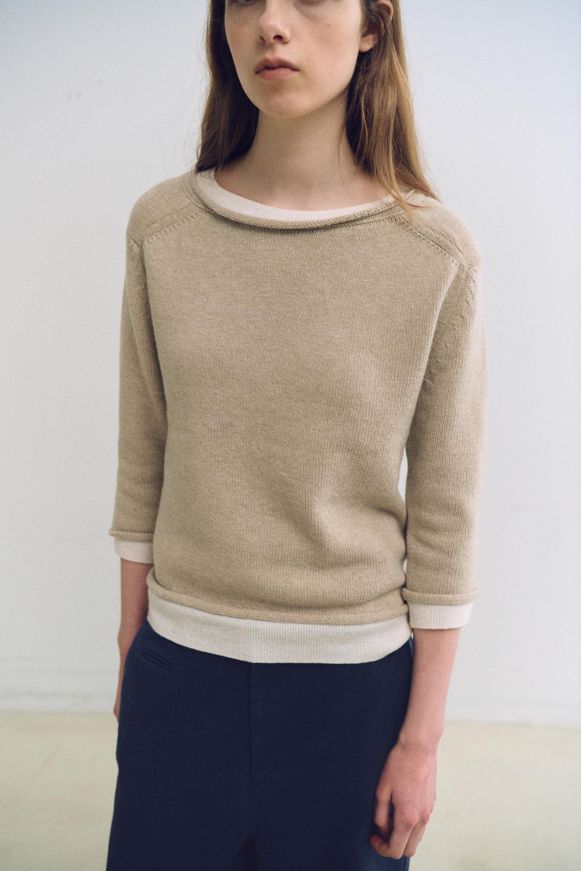 layered roll knit (beige)