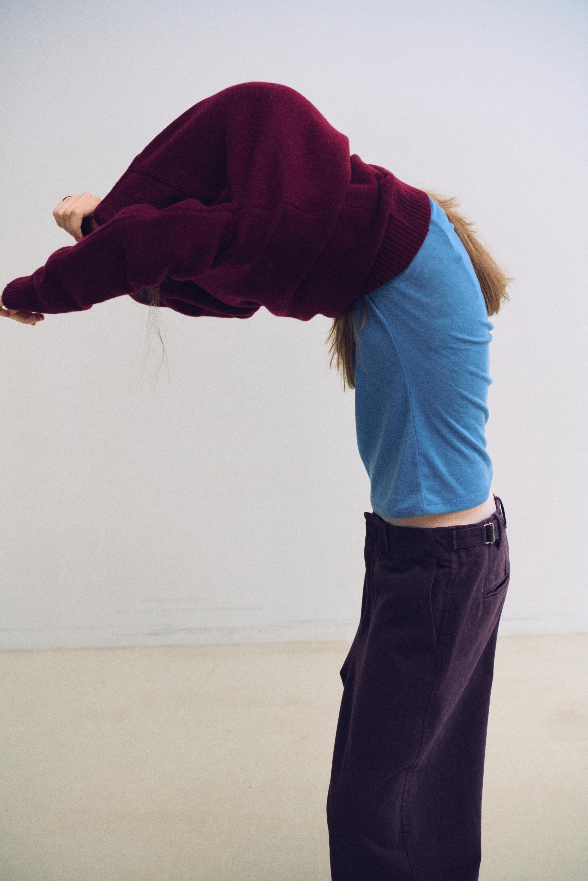 pipe v-neck knit (wine)