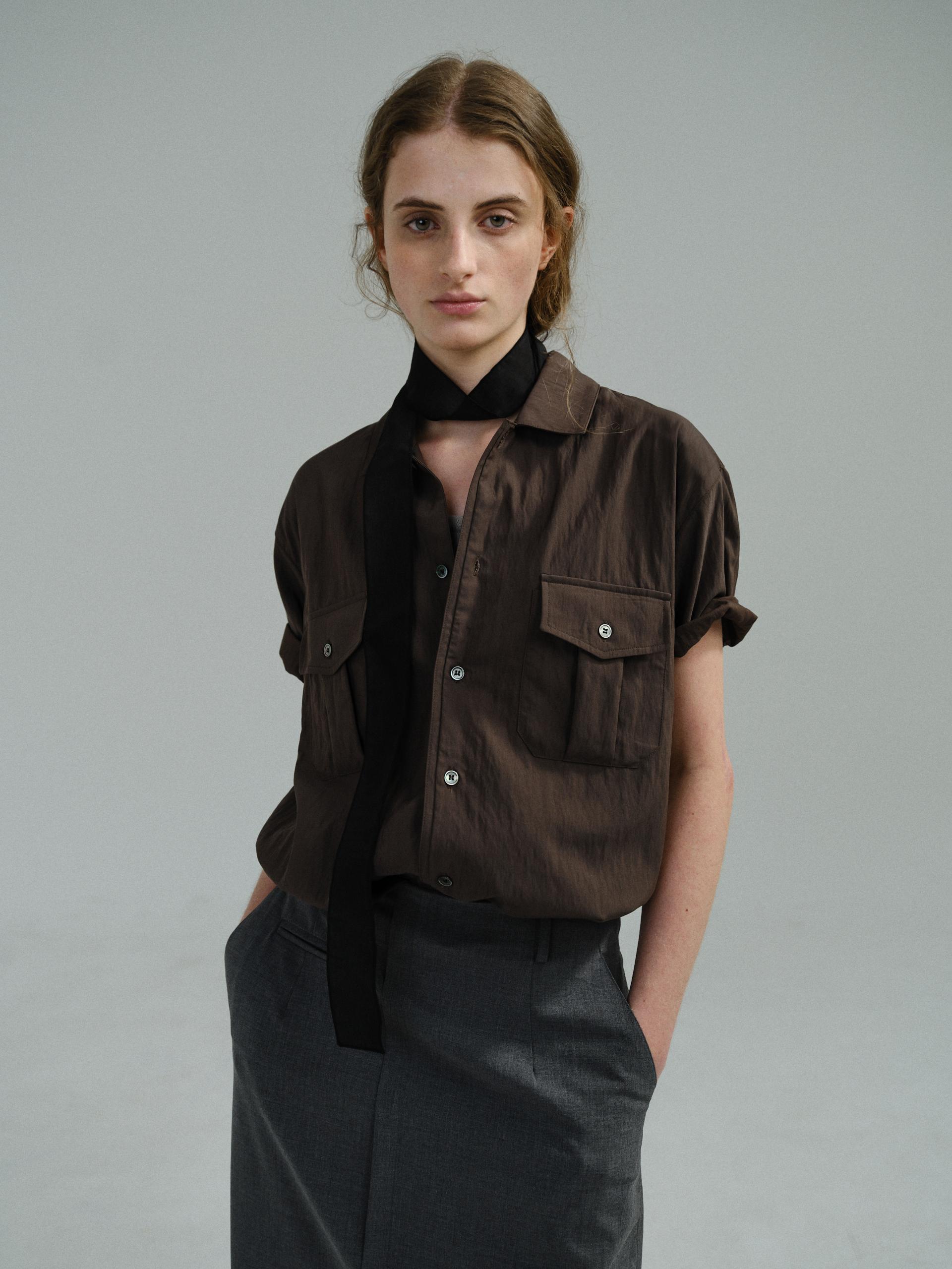 [14차 재입고 5/22 순차배송] wrinkled lapel shirts (brown)