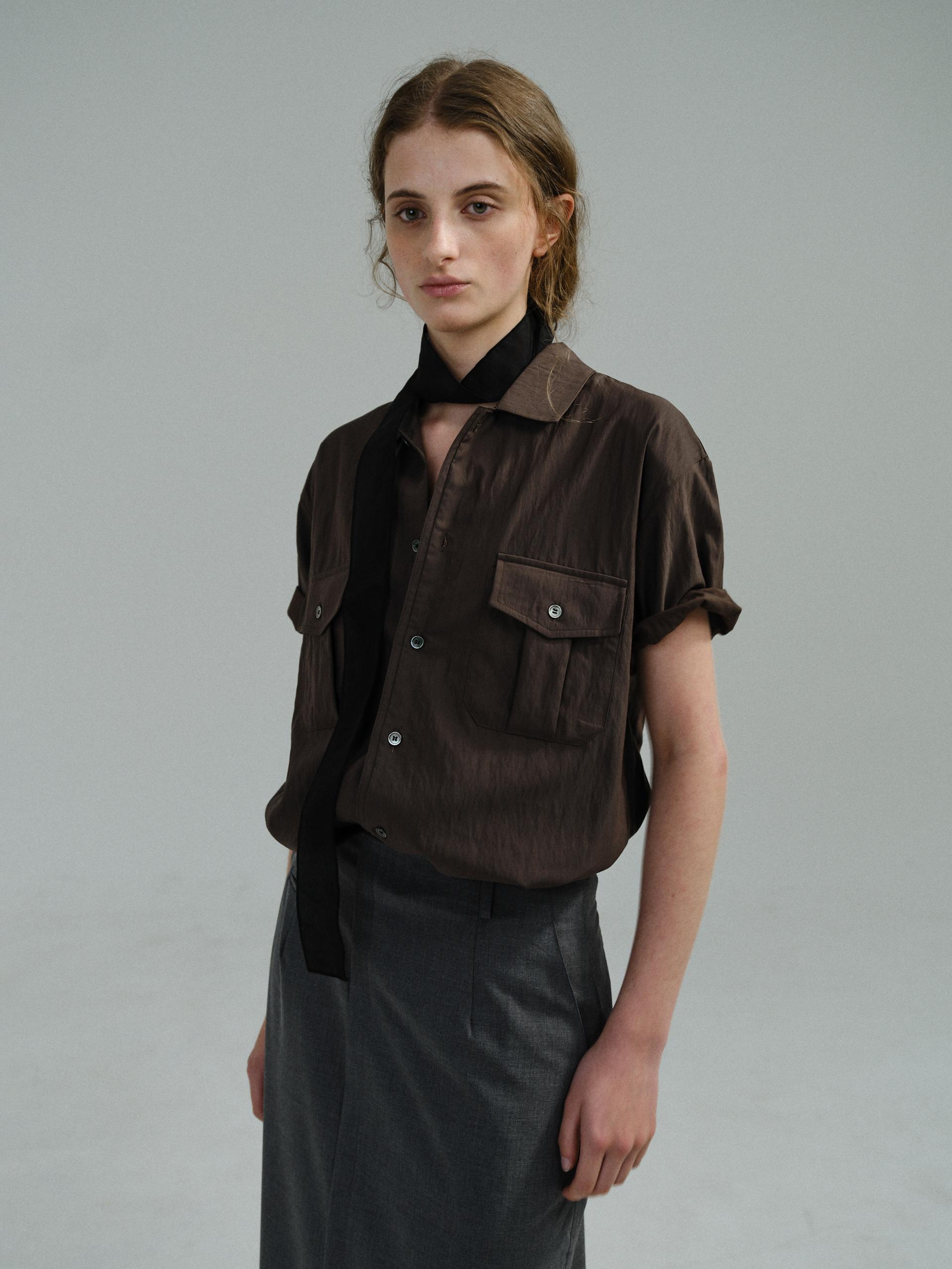 [14차 재입고 5/22 순차배송] wrinkled lapel shirts (brown)