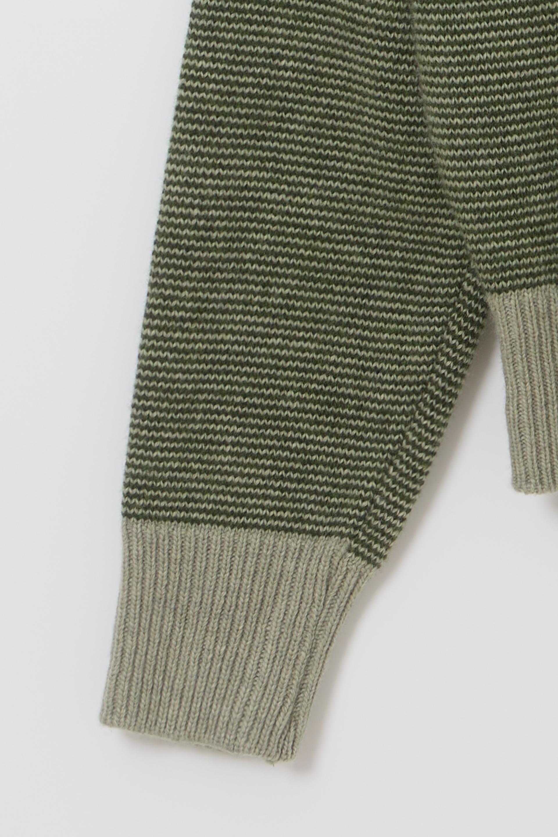 pipe v-neck knit (stripe green)