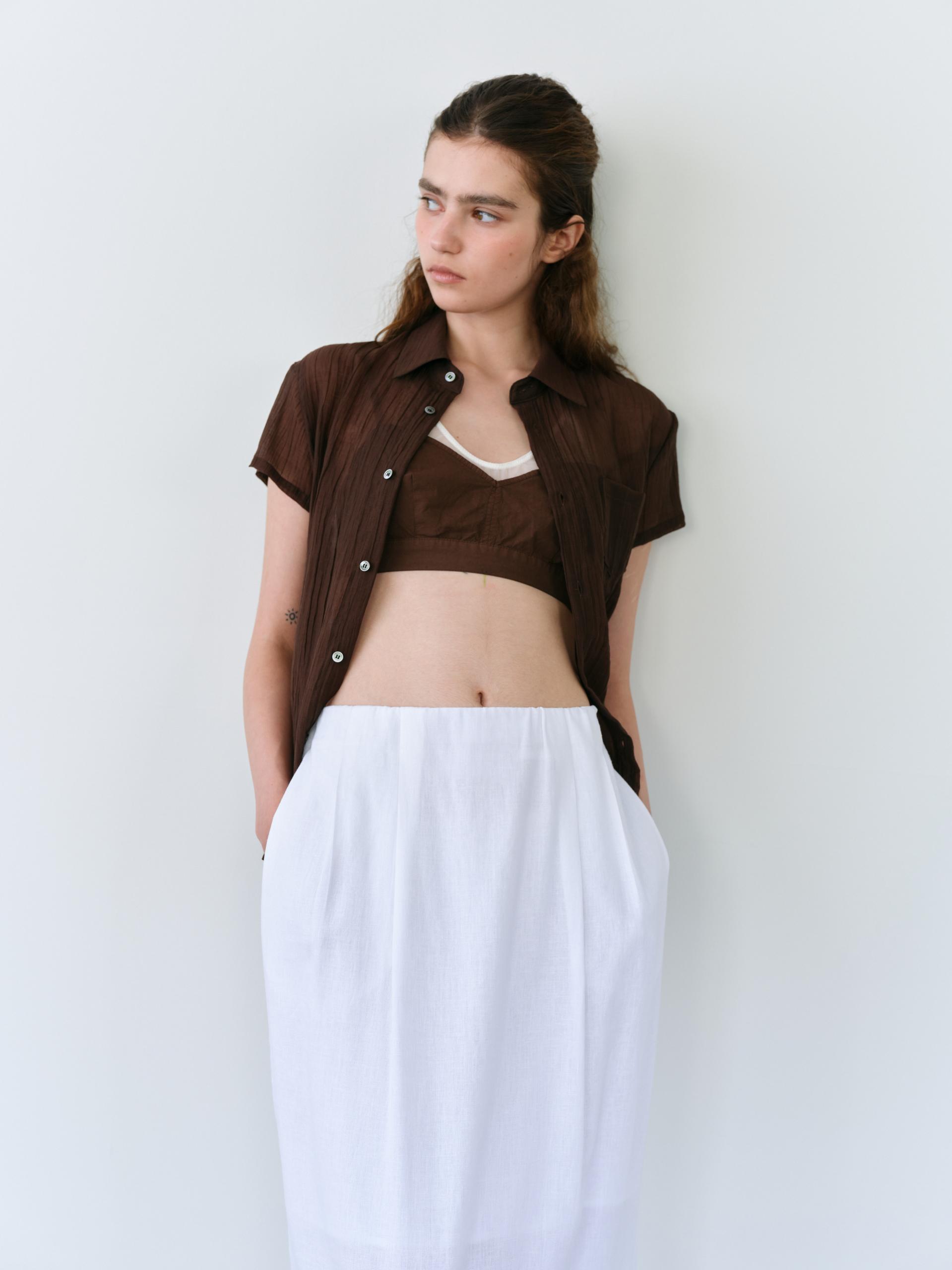 tuck maxi skirt (white)