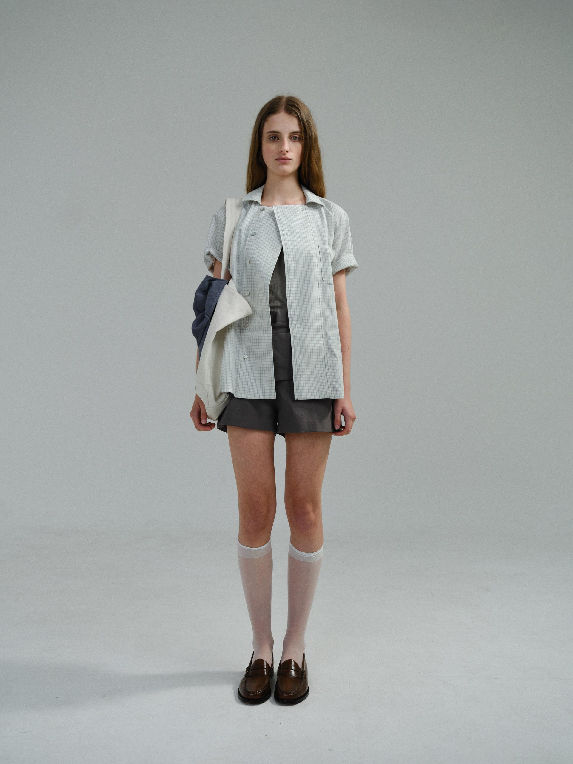 double structure shirt (blue check)
