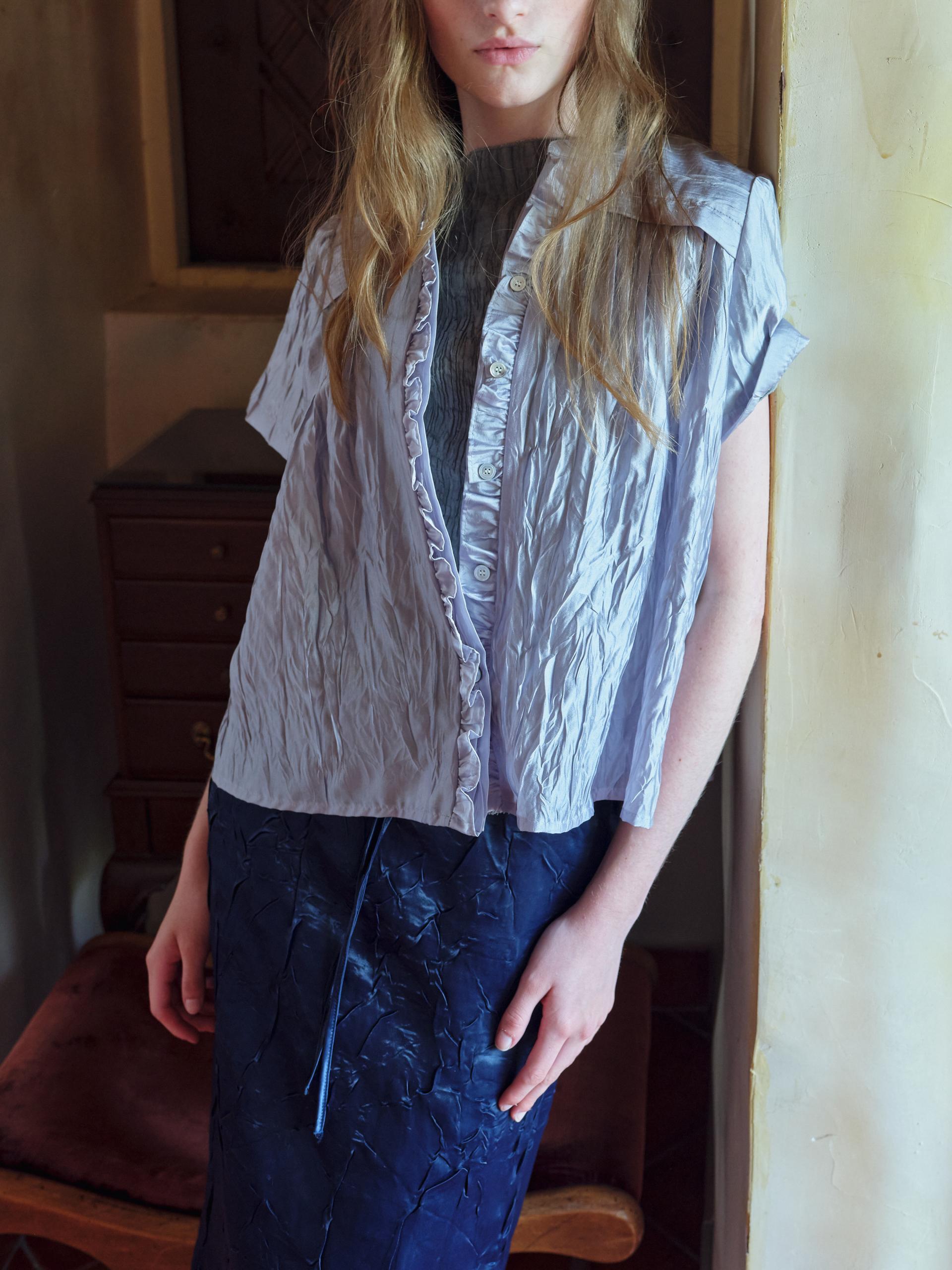 frill pintuck blouse (silver)