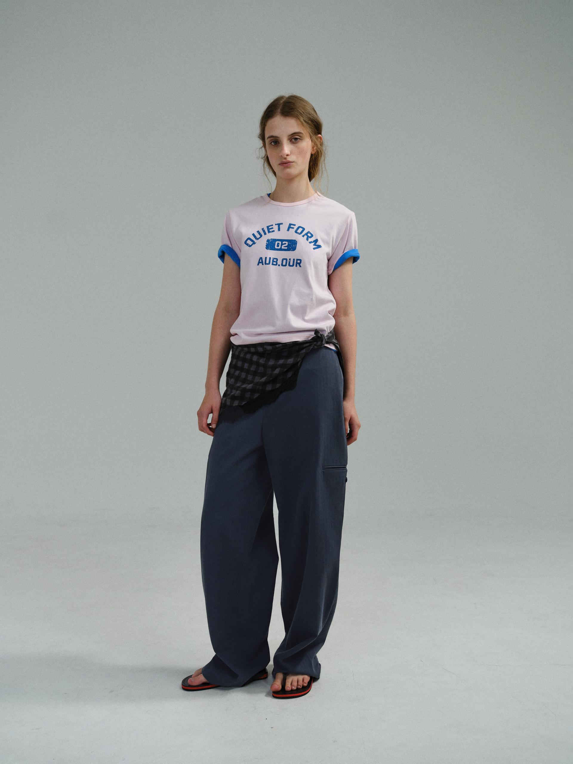 curved triple lip pants (herringbone navy)