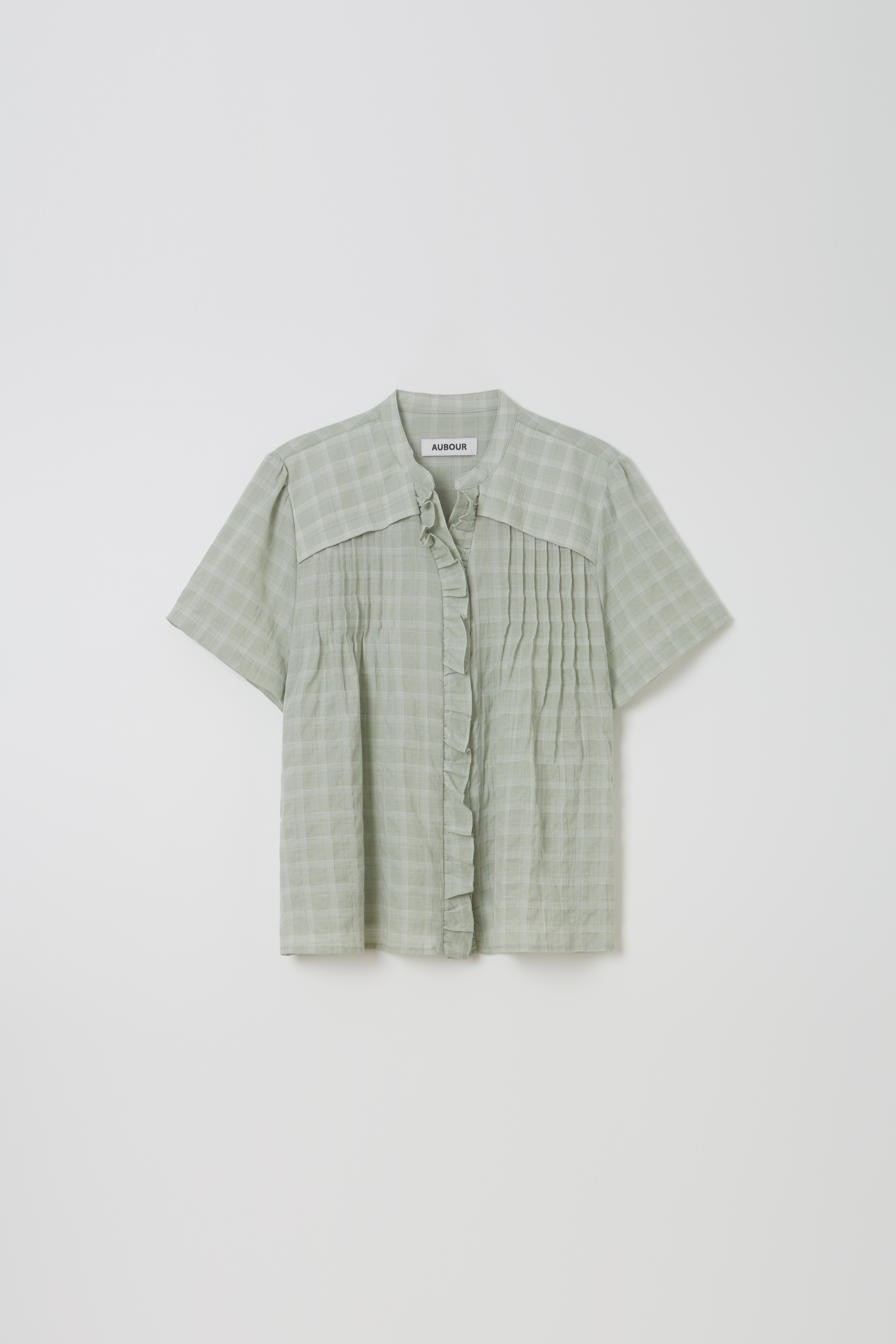 [2차 재입고] lace cap blouse (mint check)