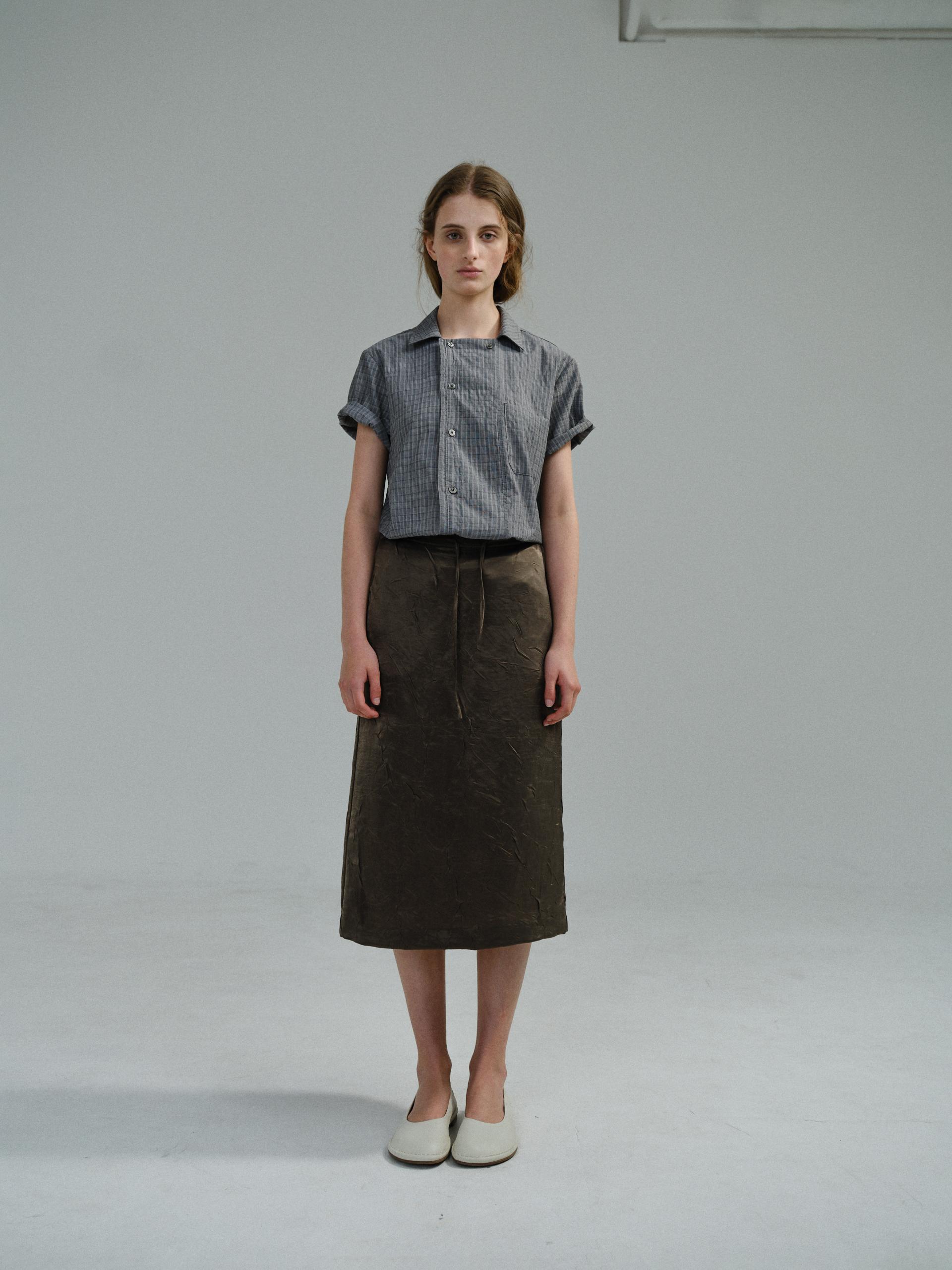 double structure shirt (grey check)