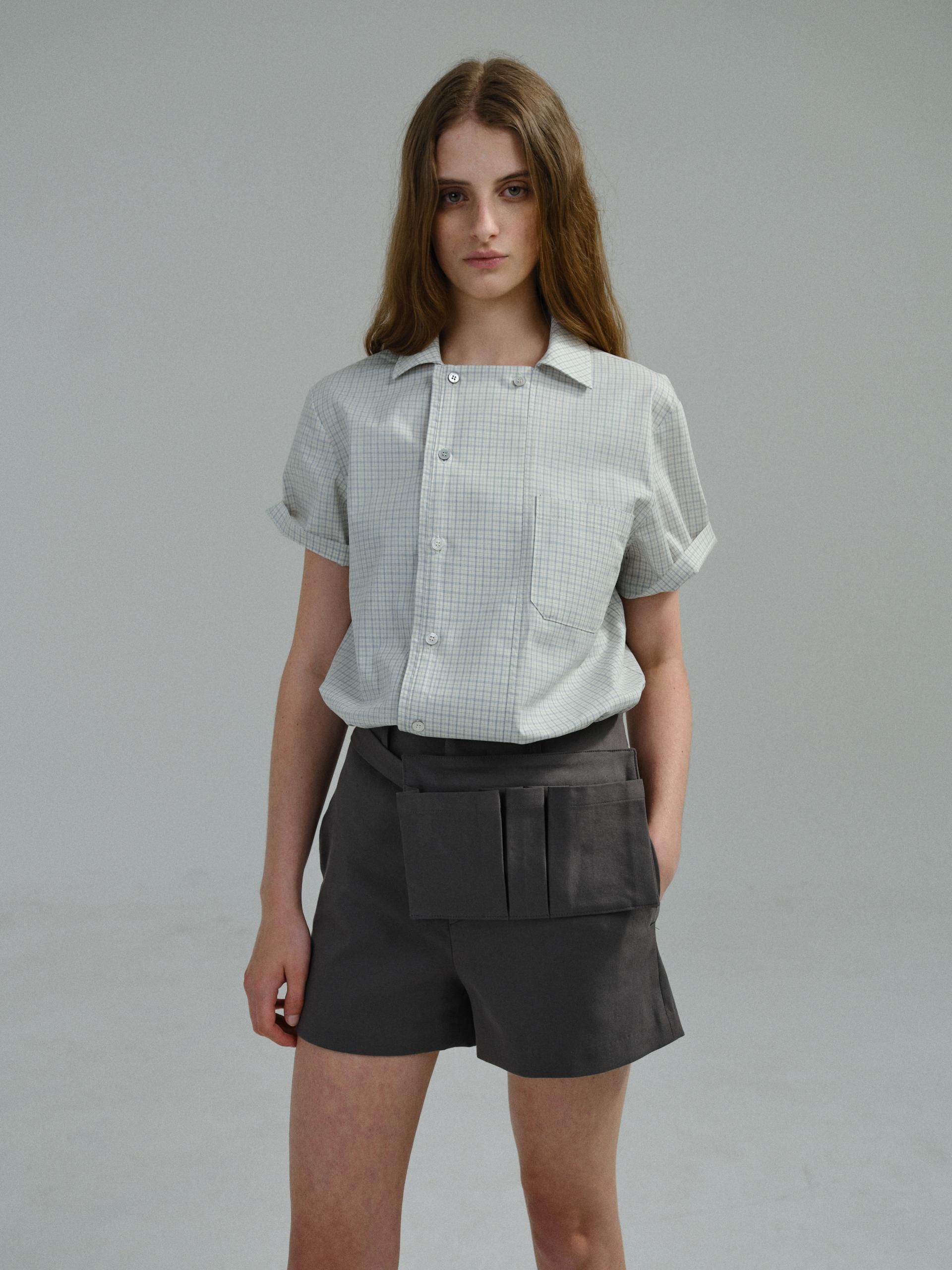 double structure shirt (blue check)