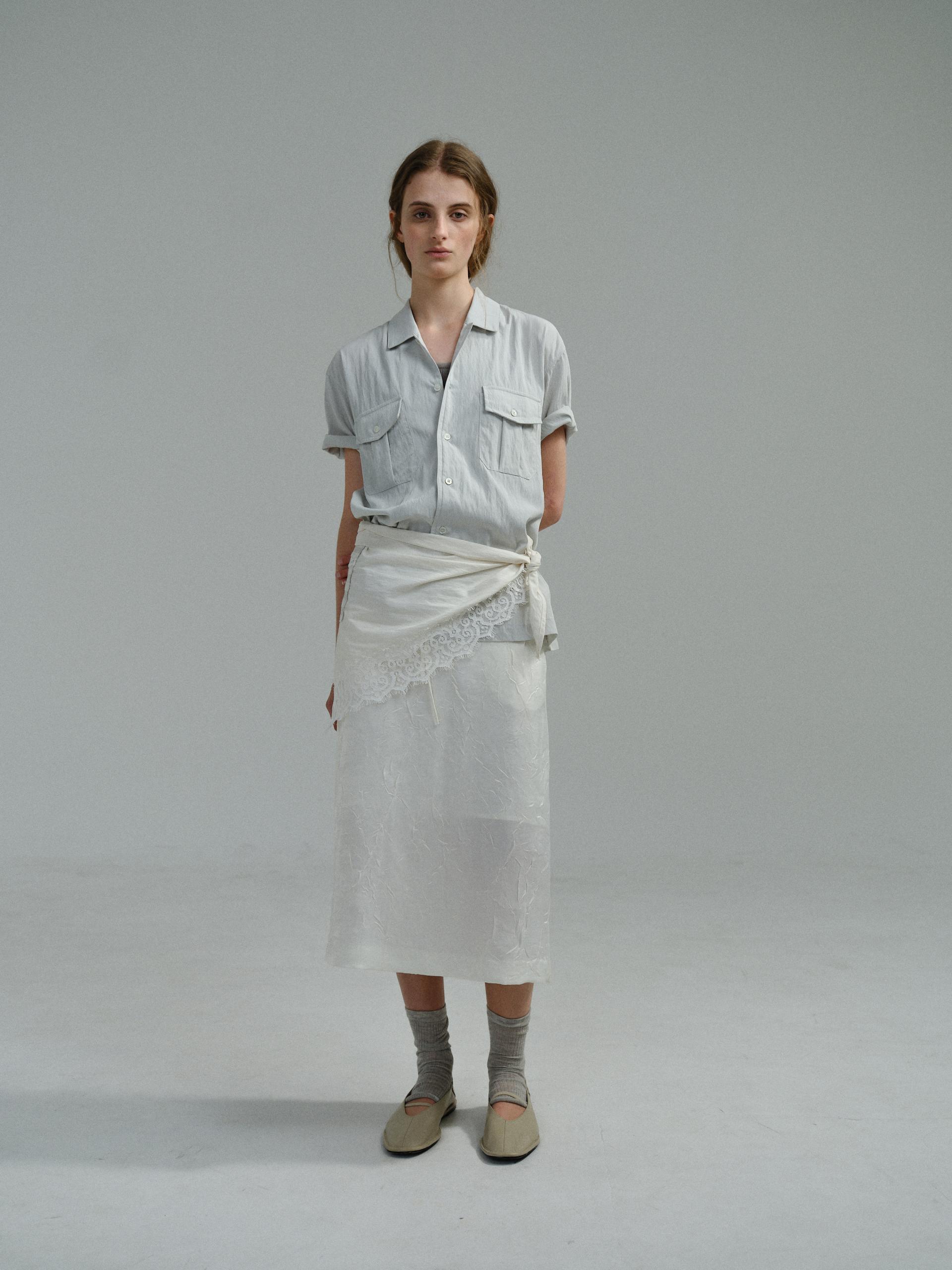[13차 재입고 5/22 순차배송] wrinkled lapel shirts (mint grey)
