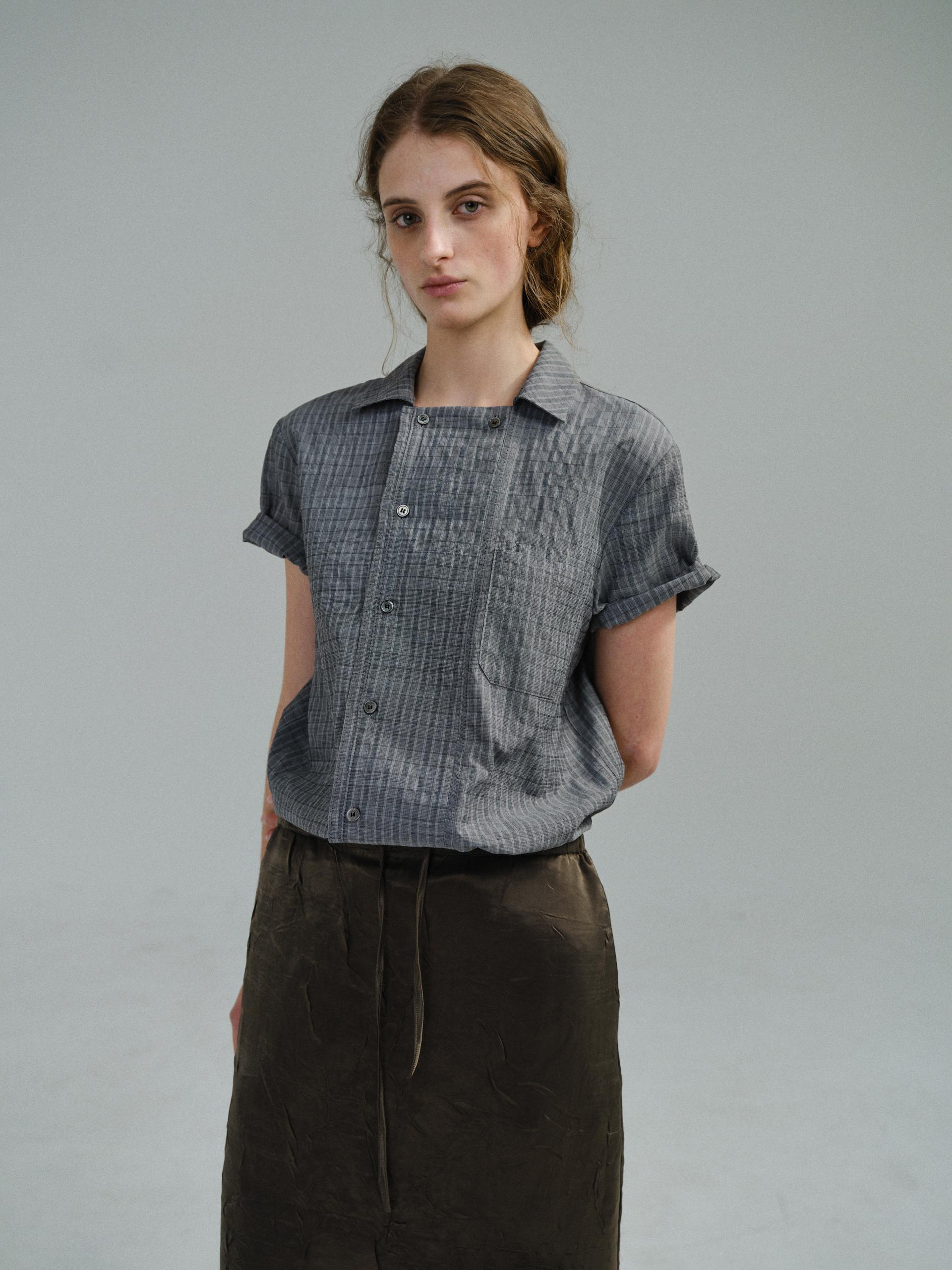 double structure shirt (grey check)