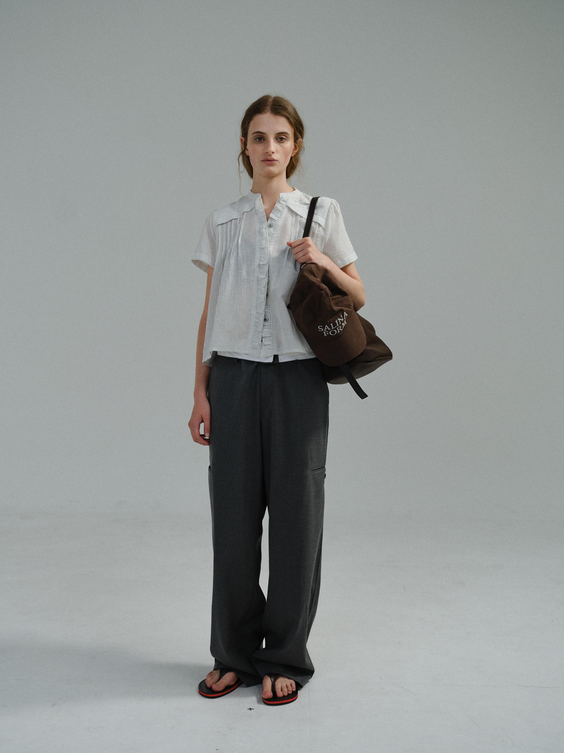 curved triple lip pants (grey stripe)