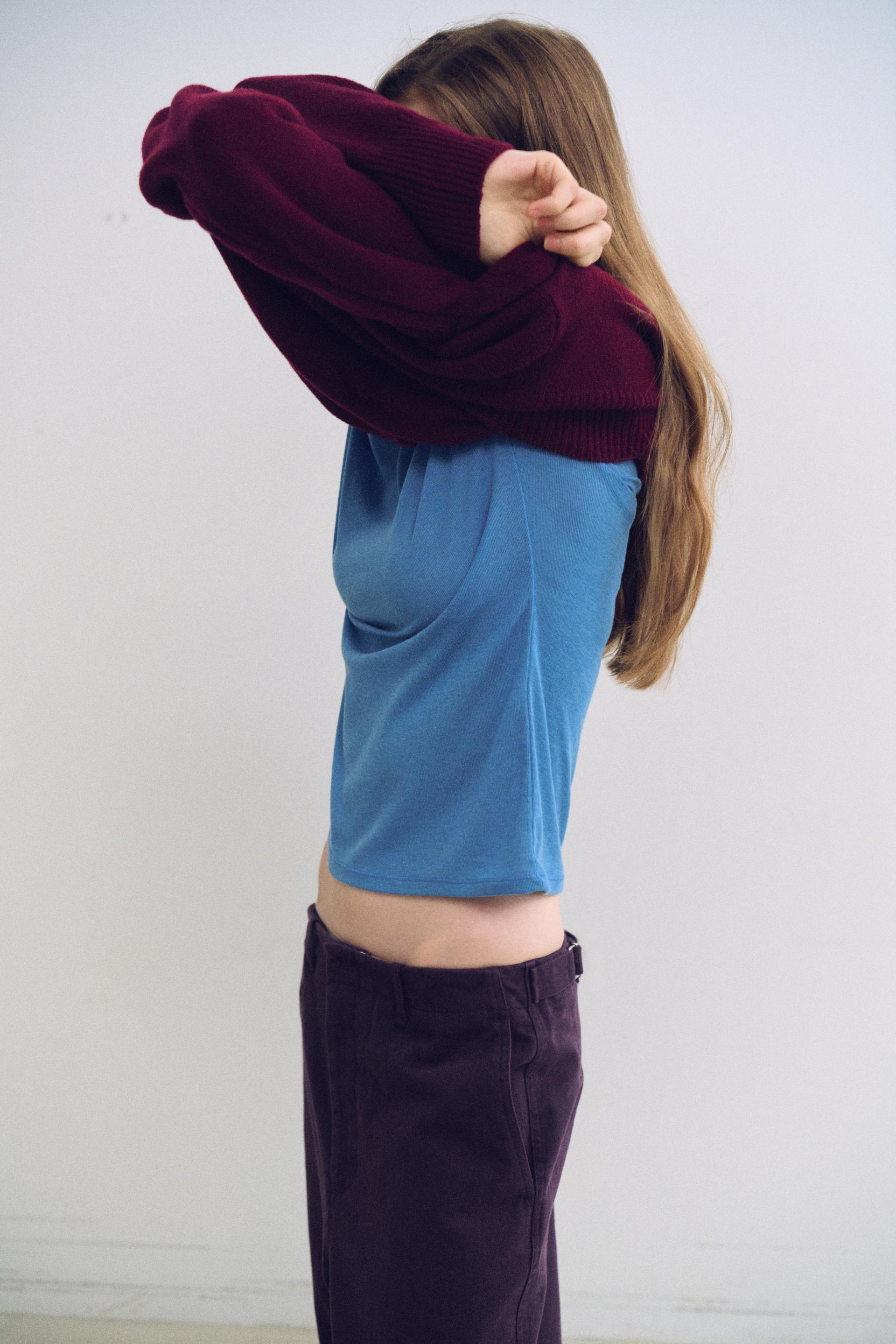 pipe v-neck knit (wine)