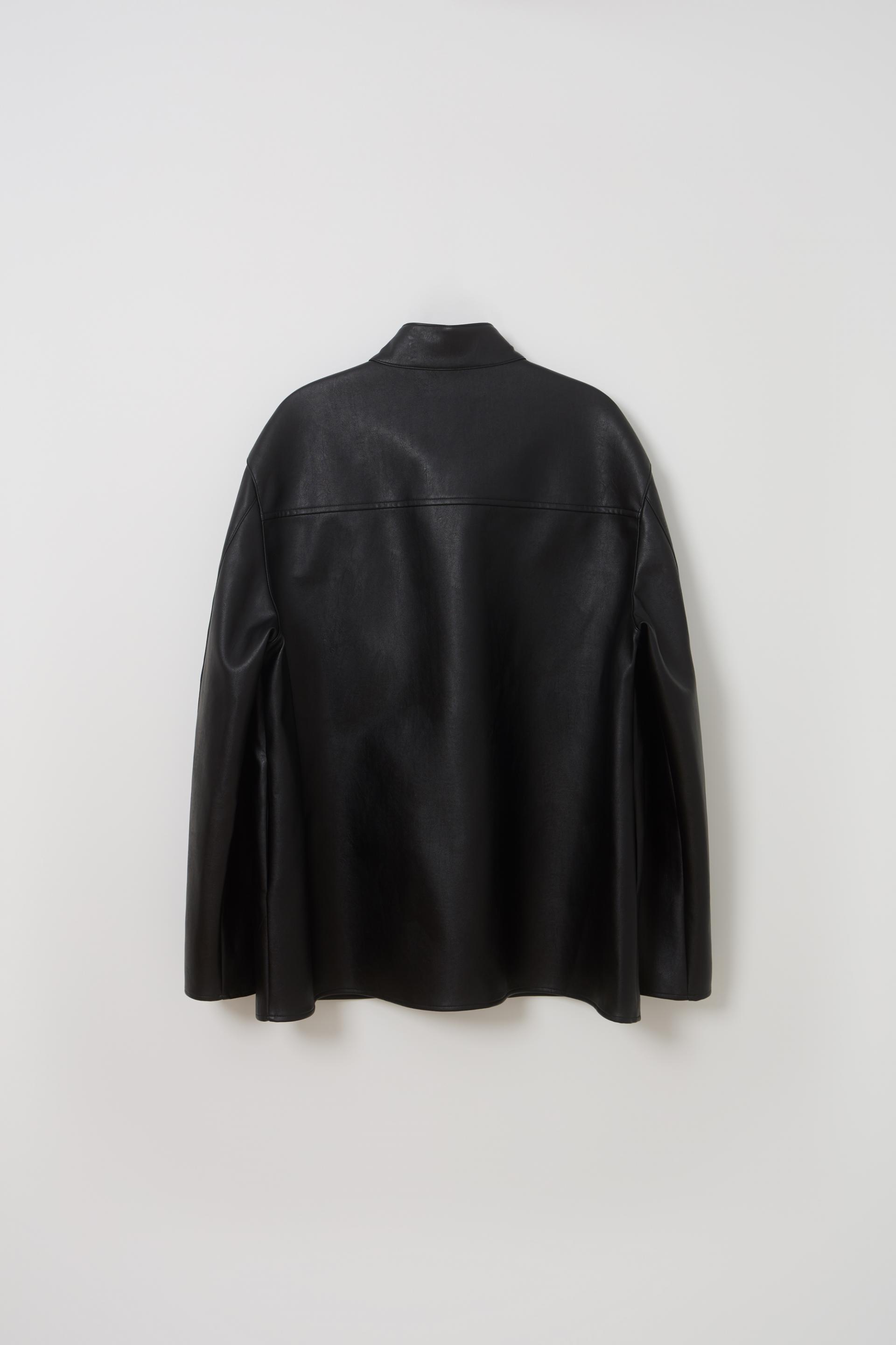 linear high neck jacket (leather black)