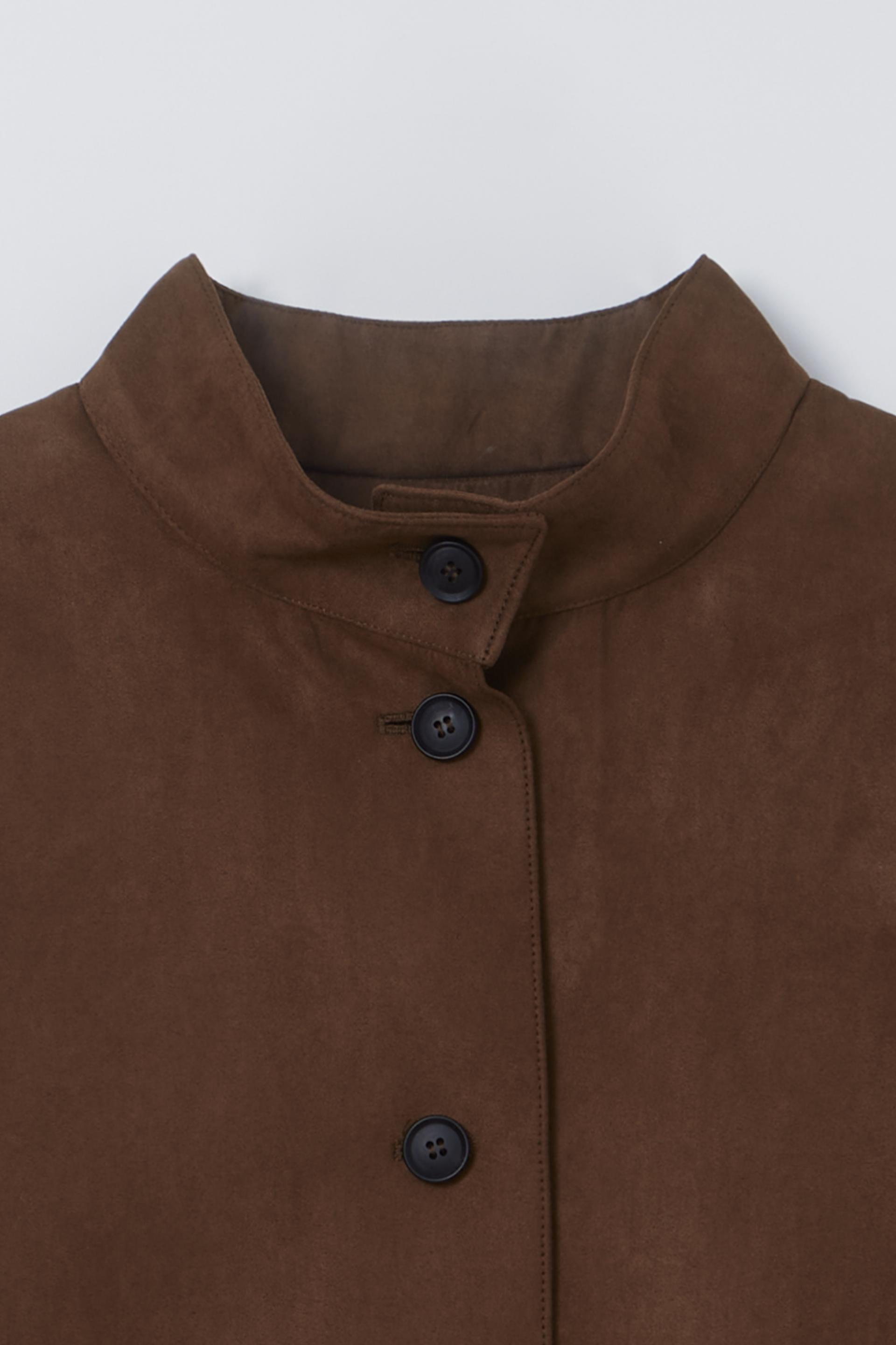 linear high neck jacket (suede brown)