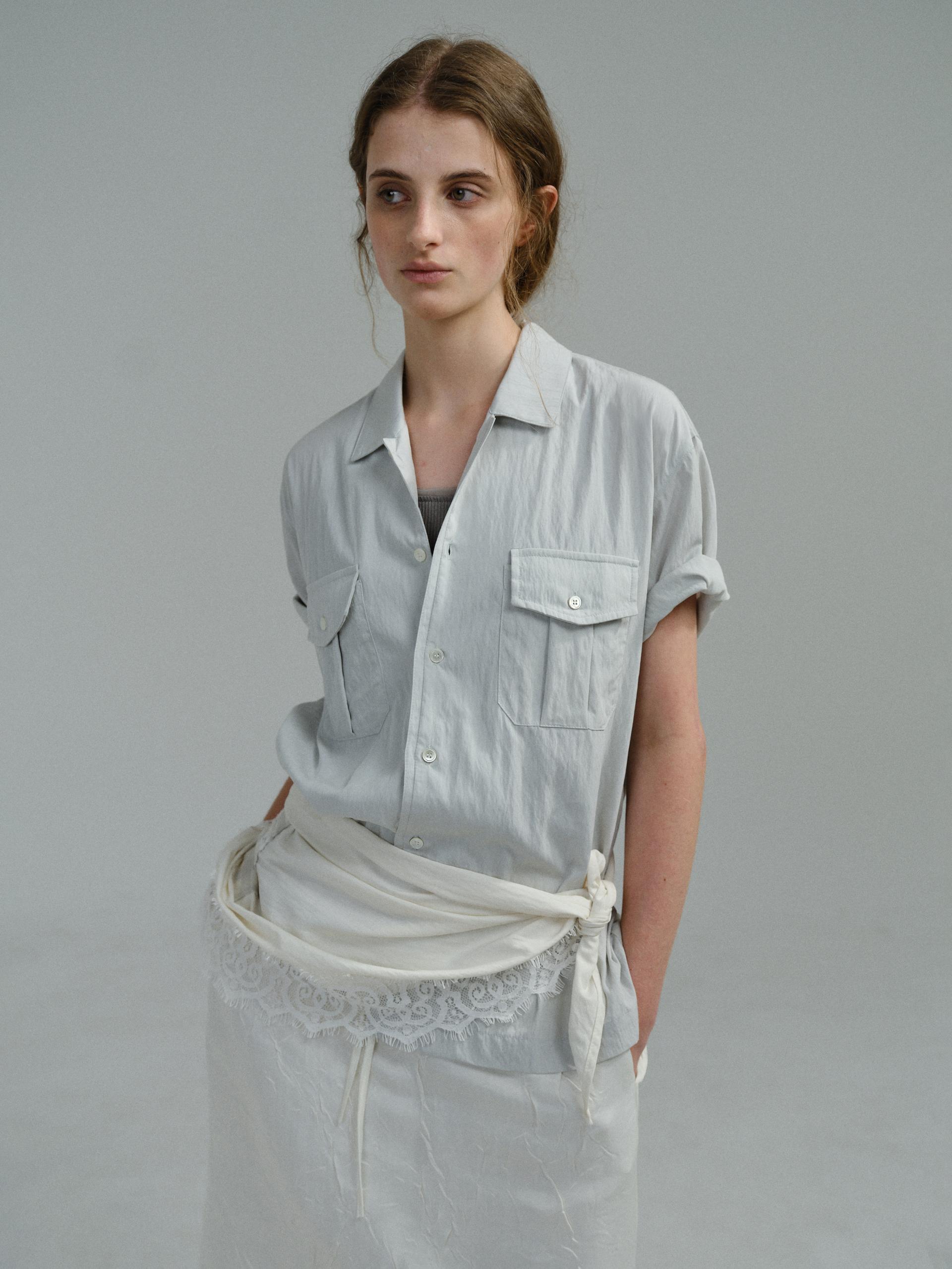 [13차 재입고 5/22 순차배송] wrinkled lapel shirts (mint grey)