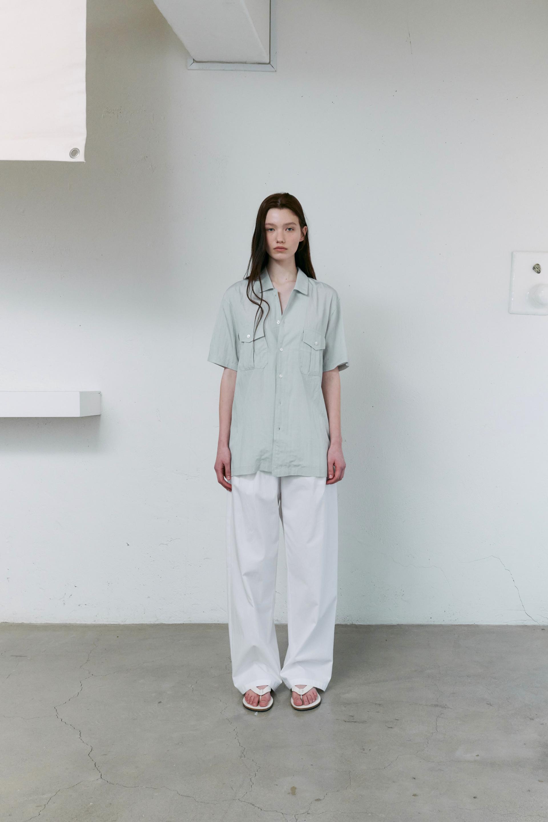 [13차 재입고 5/22 순차배송] wrinkled lapel shirts (mint grey)