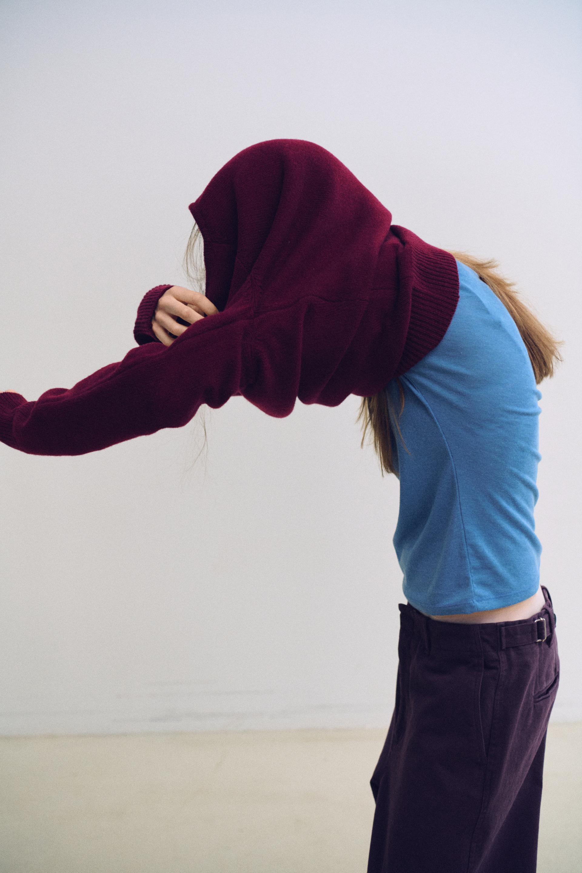 pipe v-neck knit (wine)