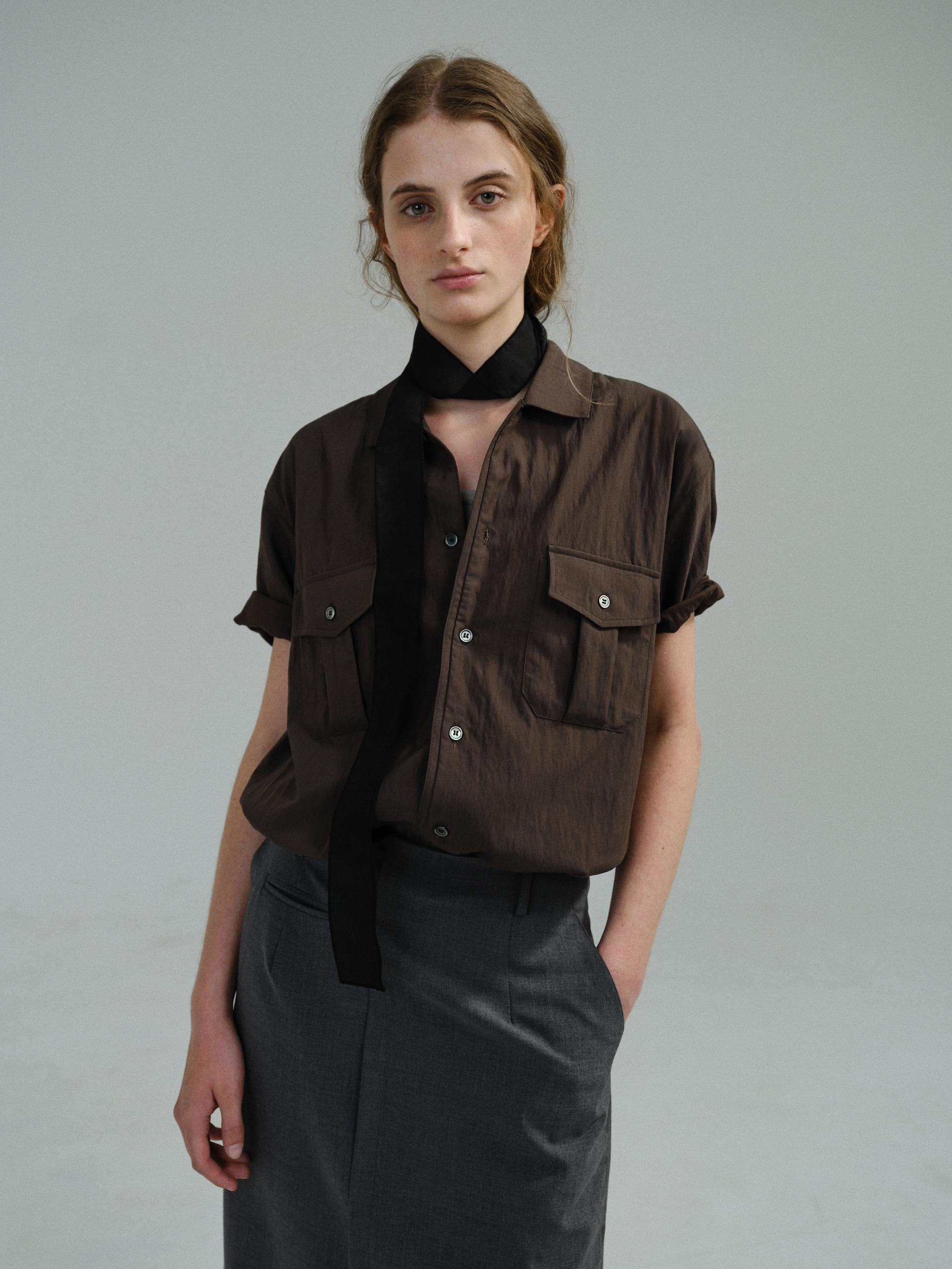 [14차 재입고 5/22 순차배송] wrinkled lapel shirts (brown)