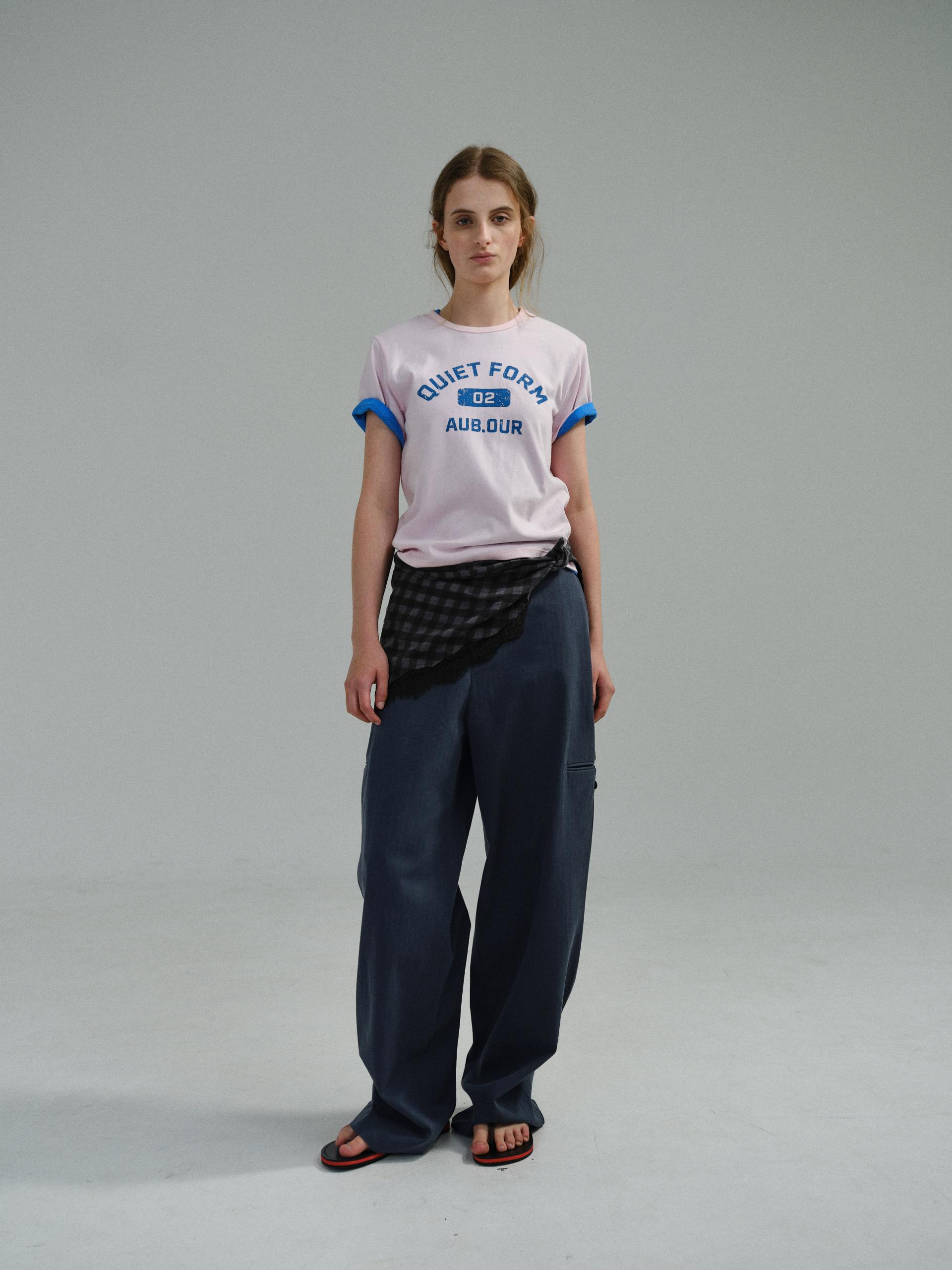 curved triple lip pants (herringbone navy)