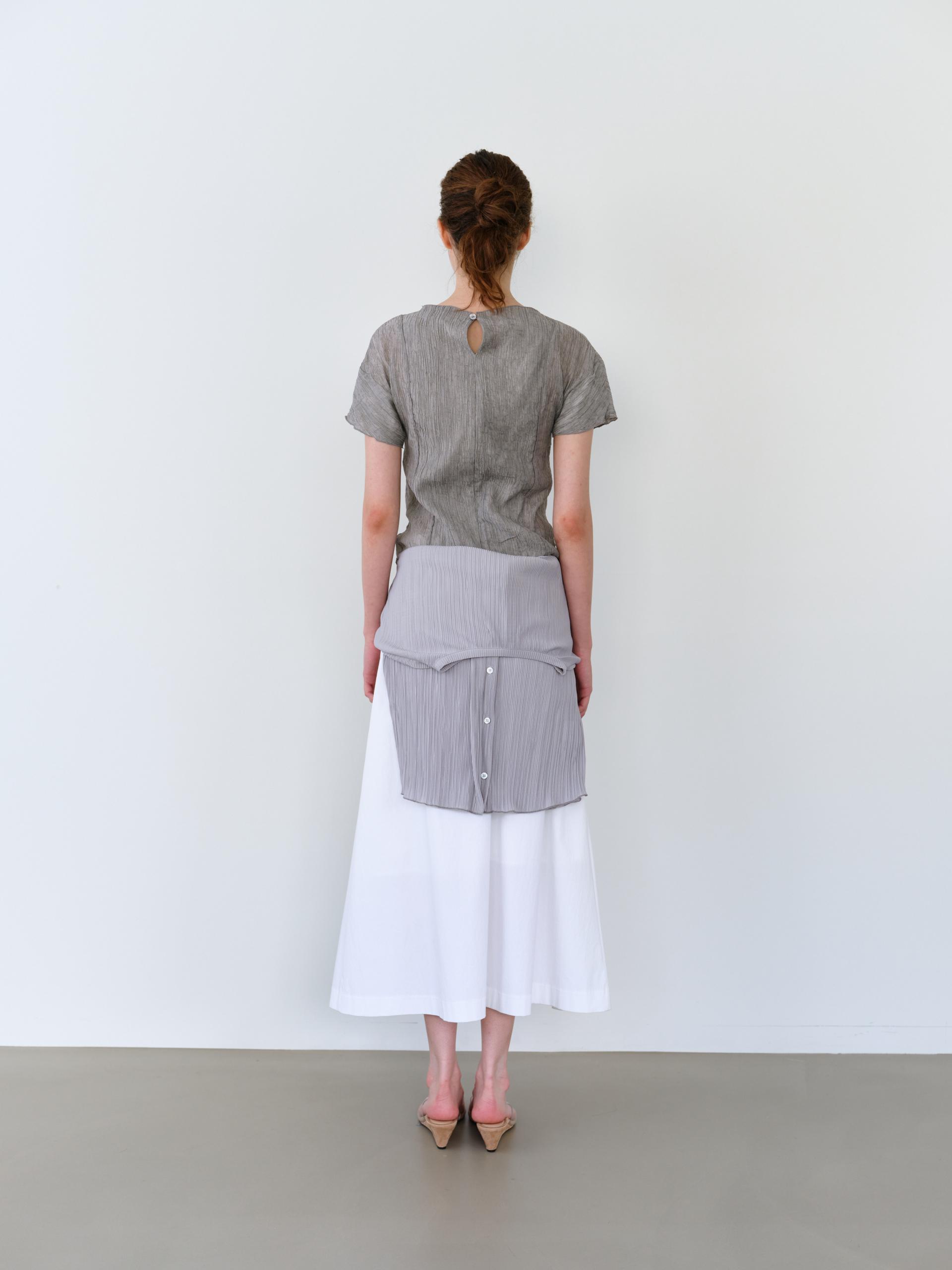 asym pleats skirt (ivory)