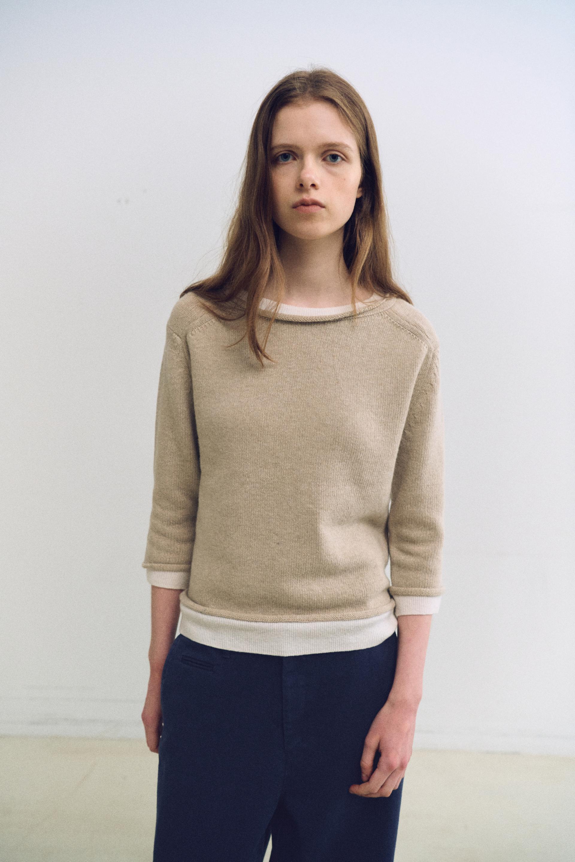 layered roll knit (beige)