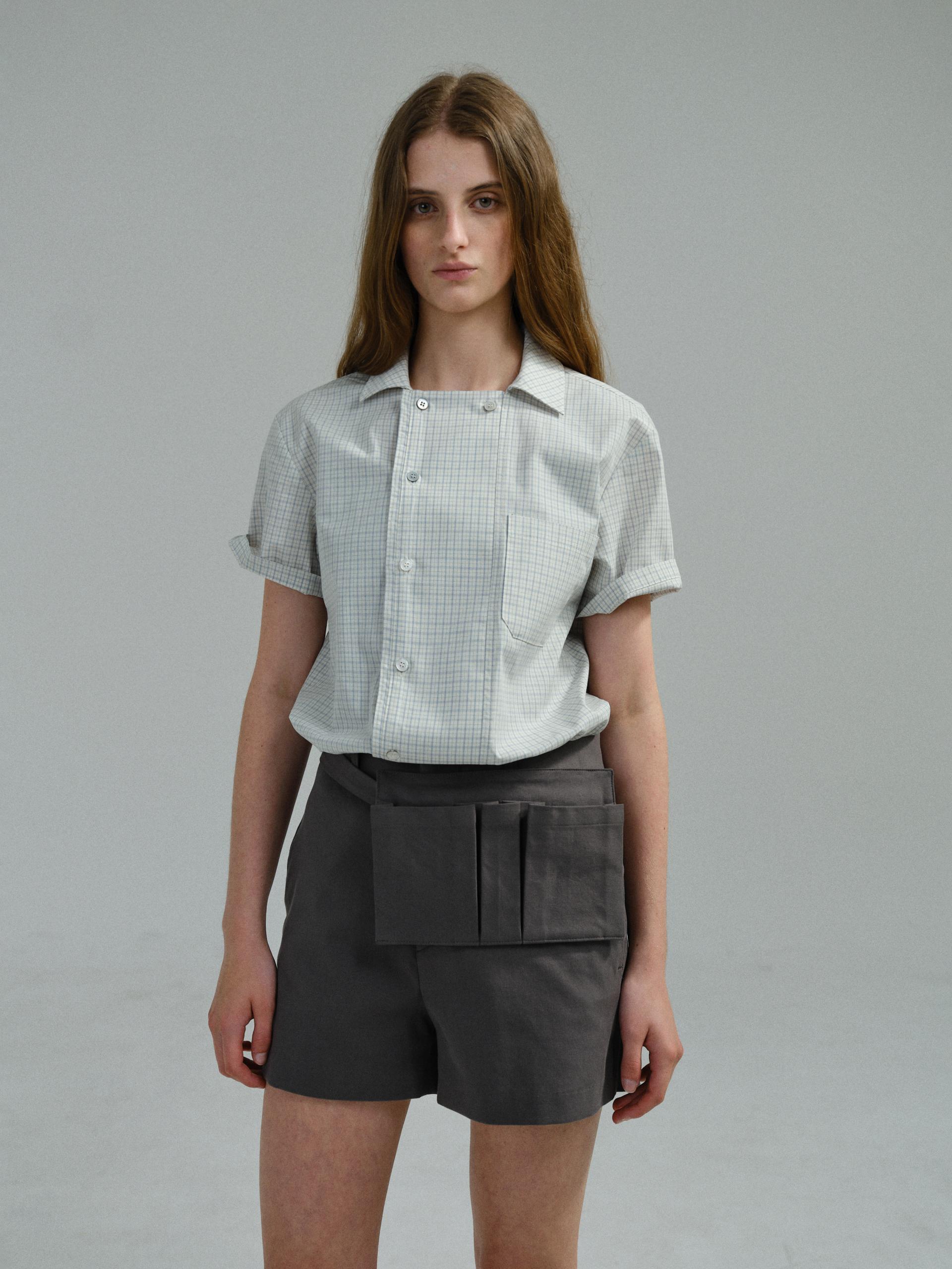 double structure shirt (blue check)