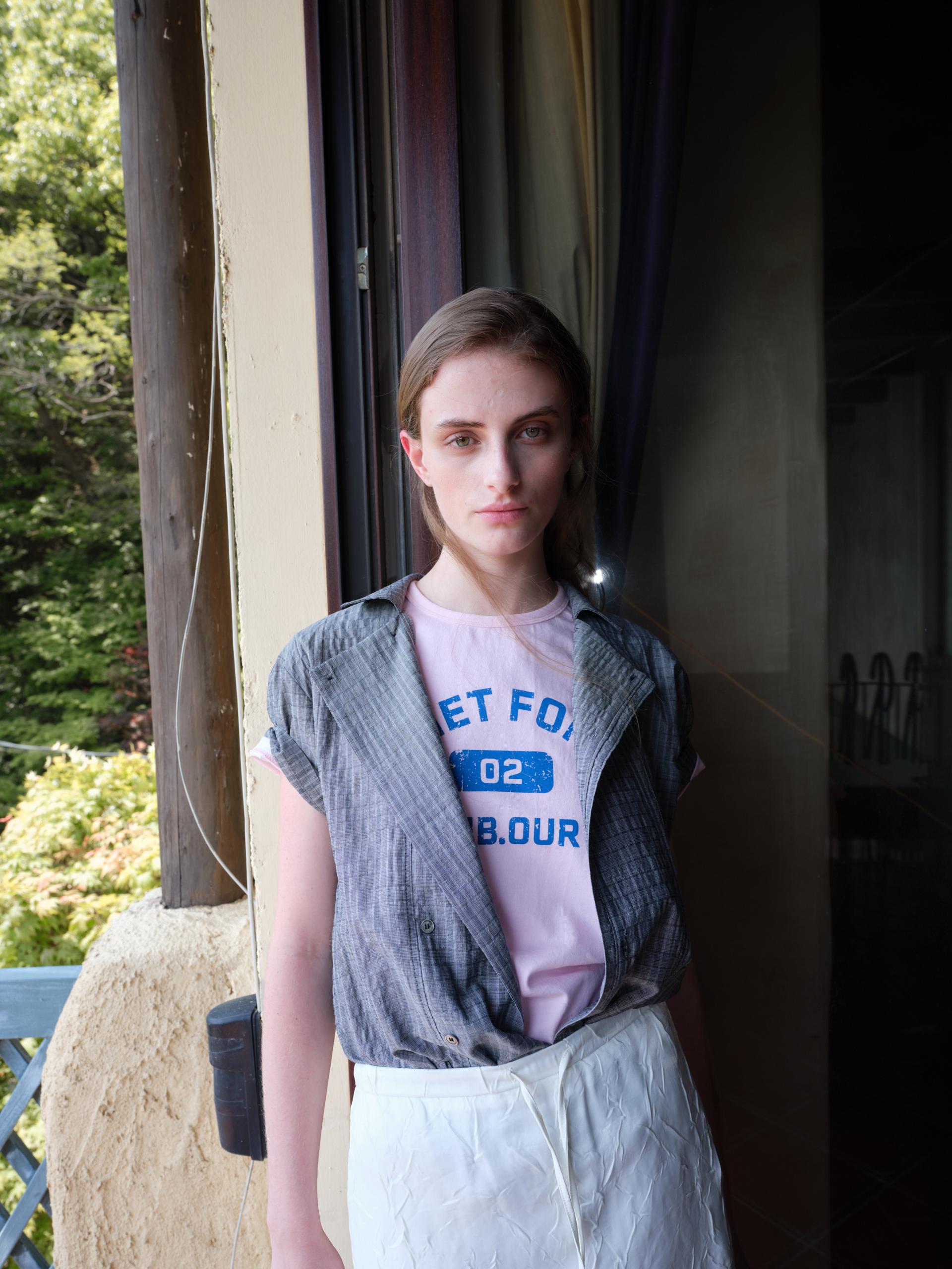 double structure shirt (grey check)