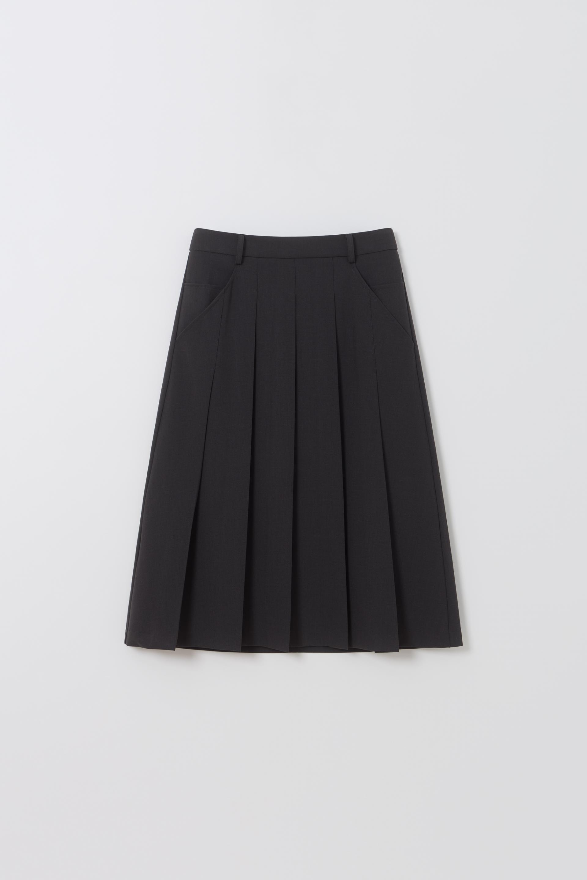 double pocket pleats skirt (charcoal)