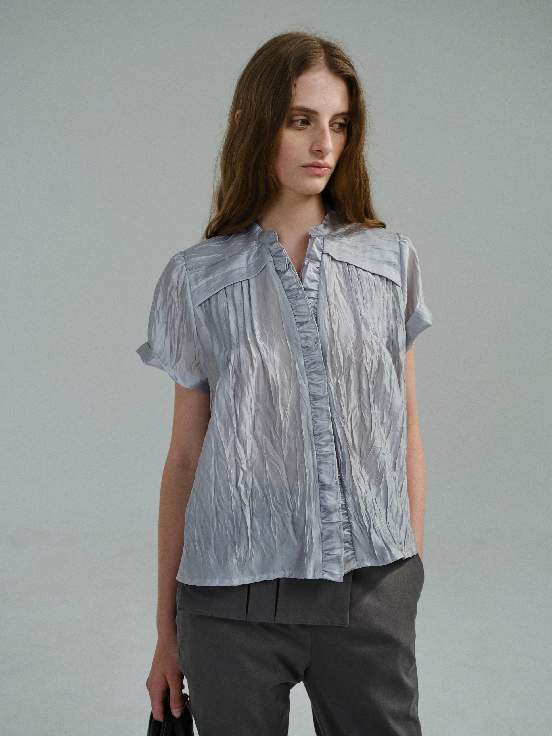 frill pintuck blouse (silver)