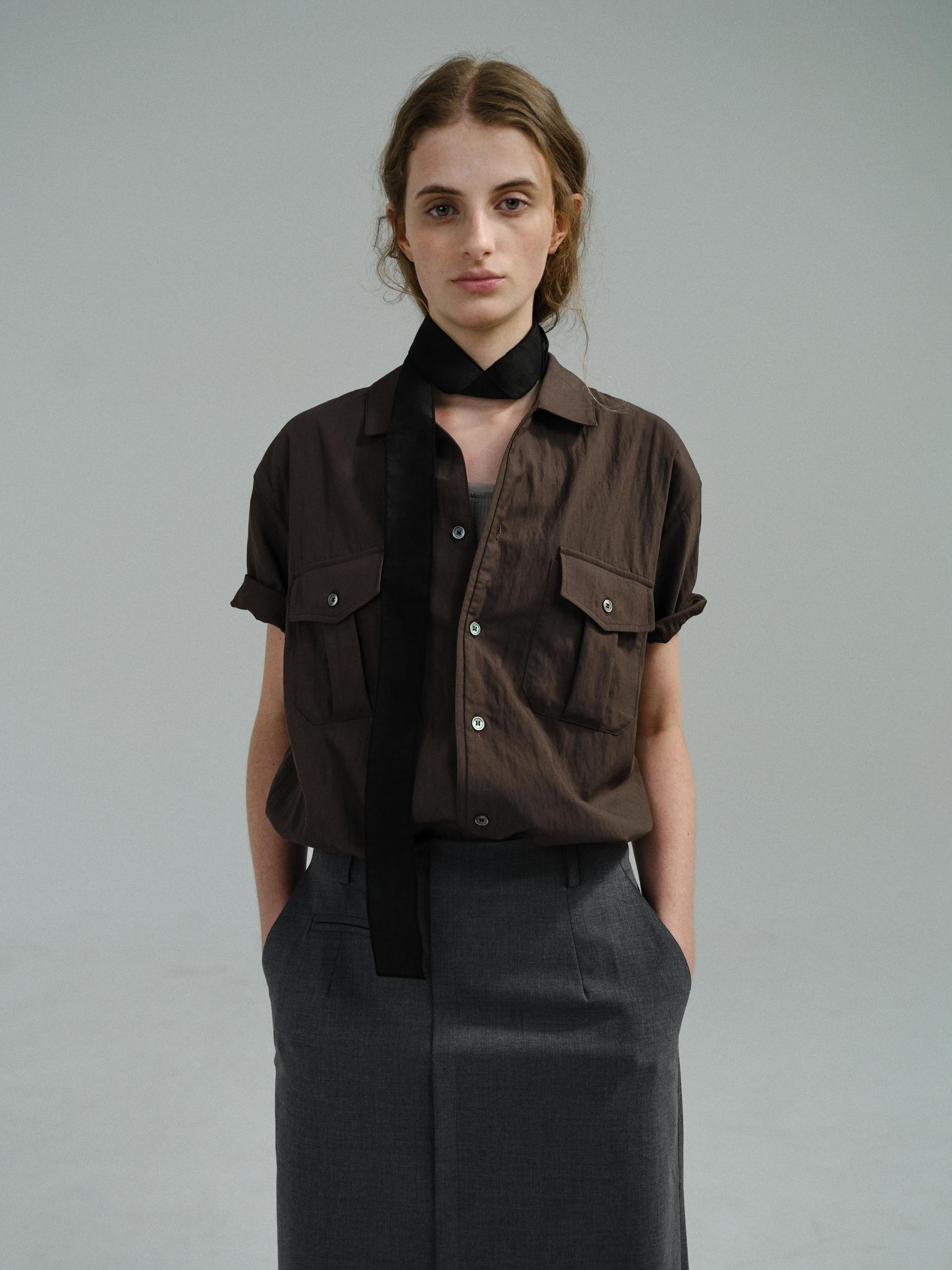 [14차 재입고 5/22 순차배송] wrinkled lapel shirts (brown)