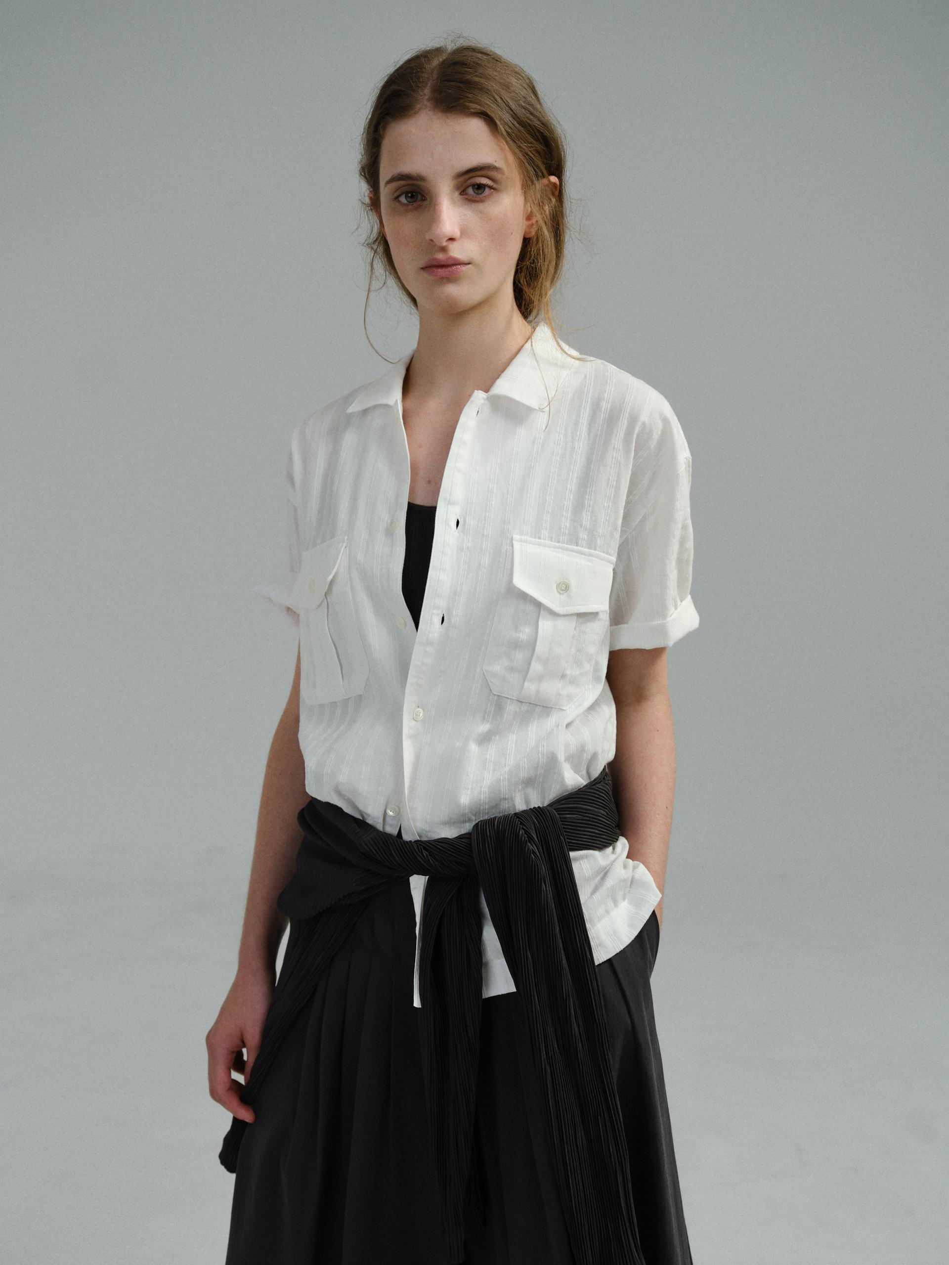 [10차 재입고] wrinkled lapel shirts (white stripe)