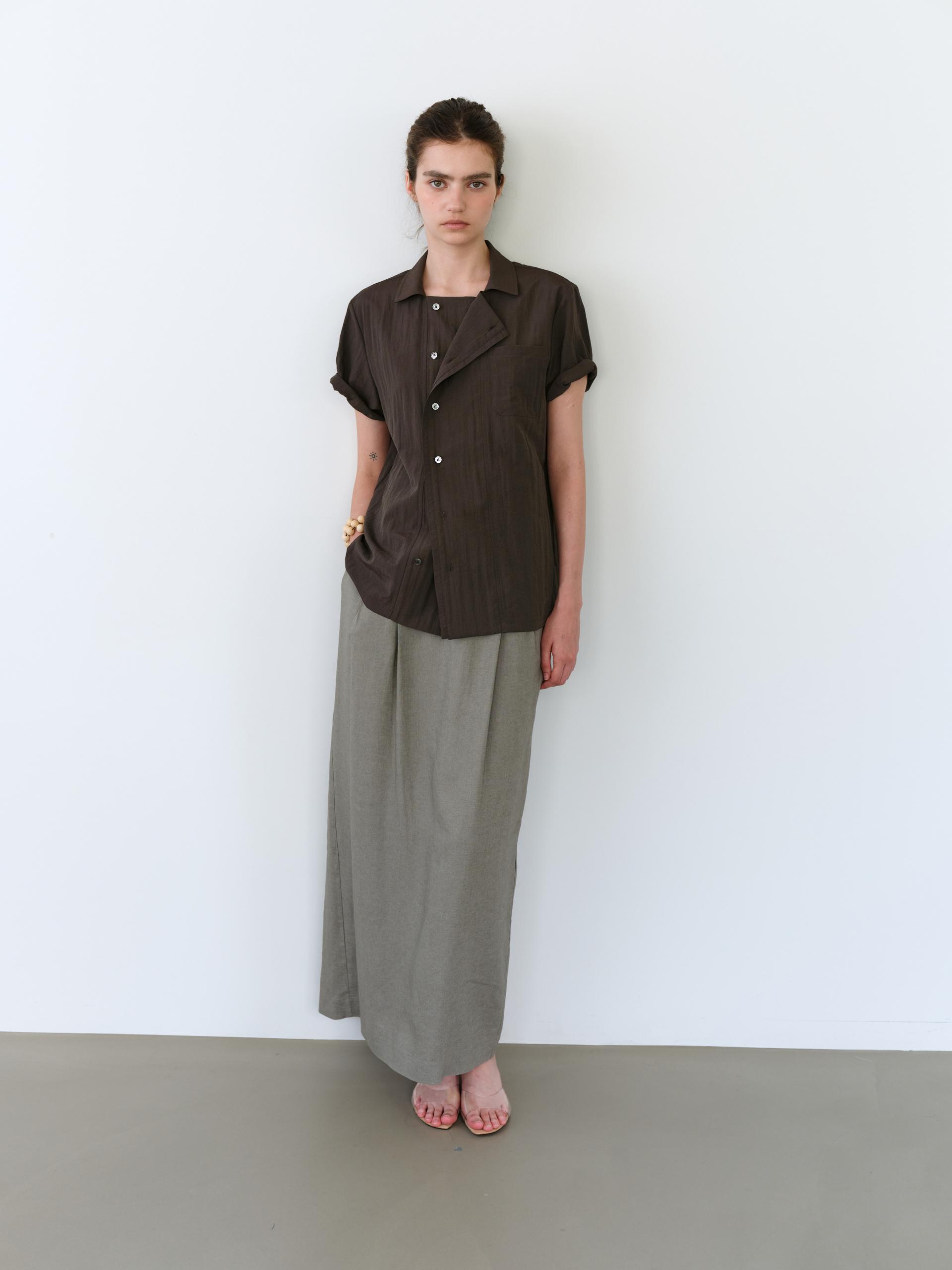overlap half shirt (brown)