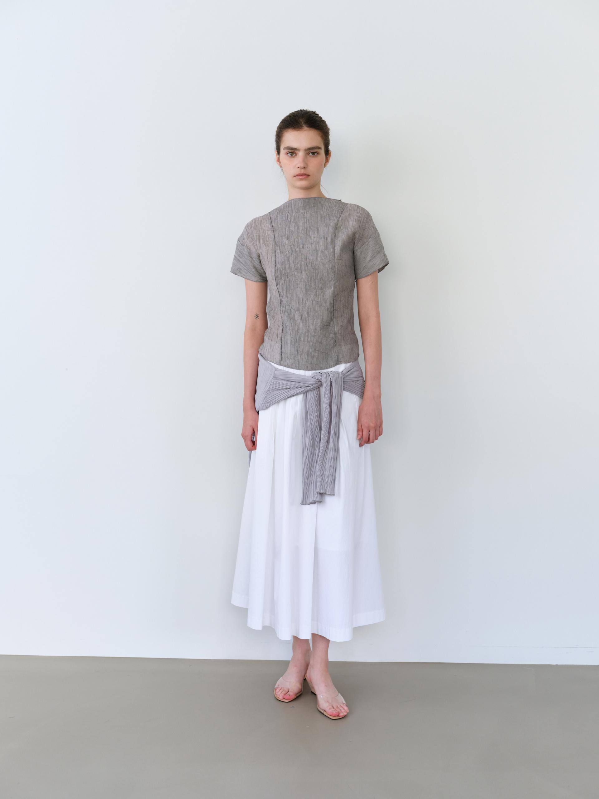 asym pleats skirt (ivory)