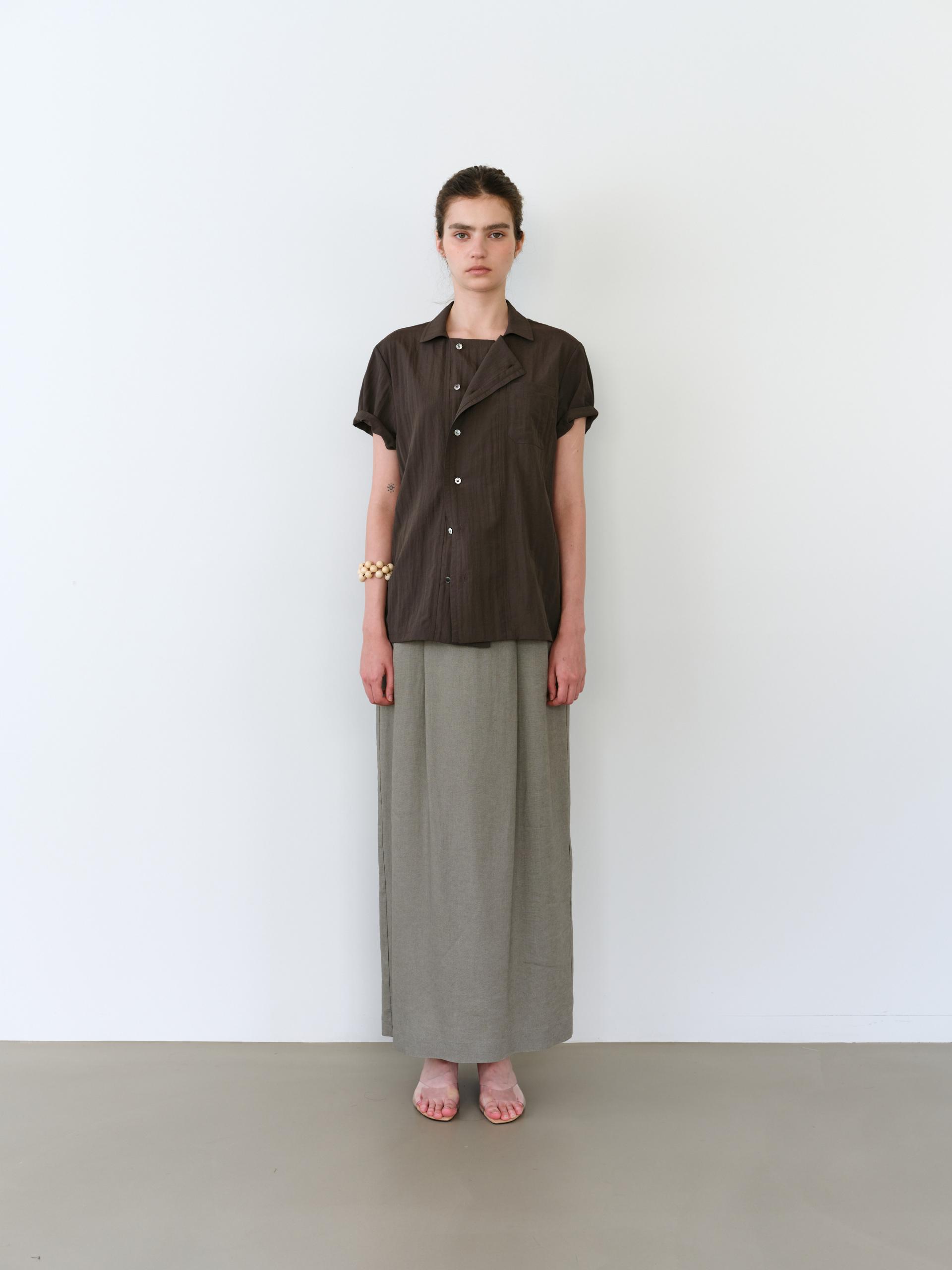 overlap half shirt (brown)