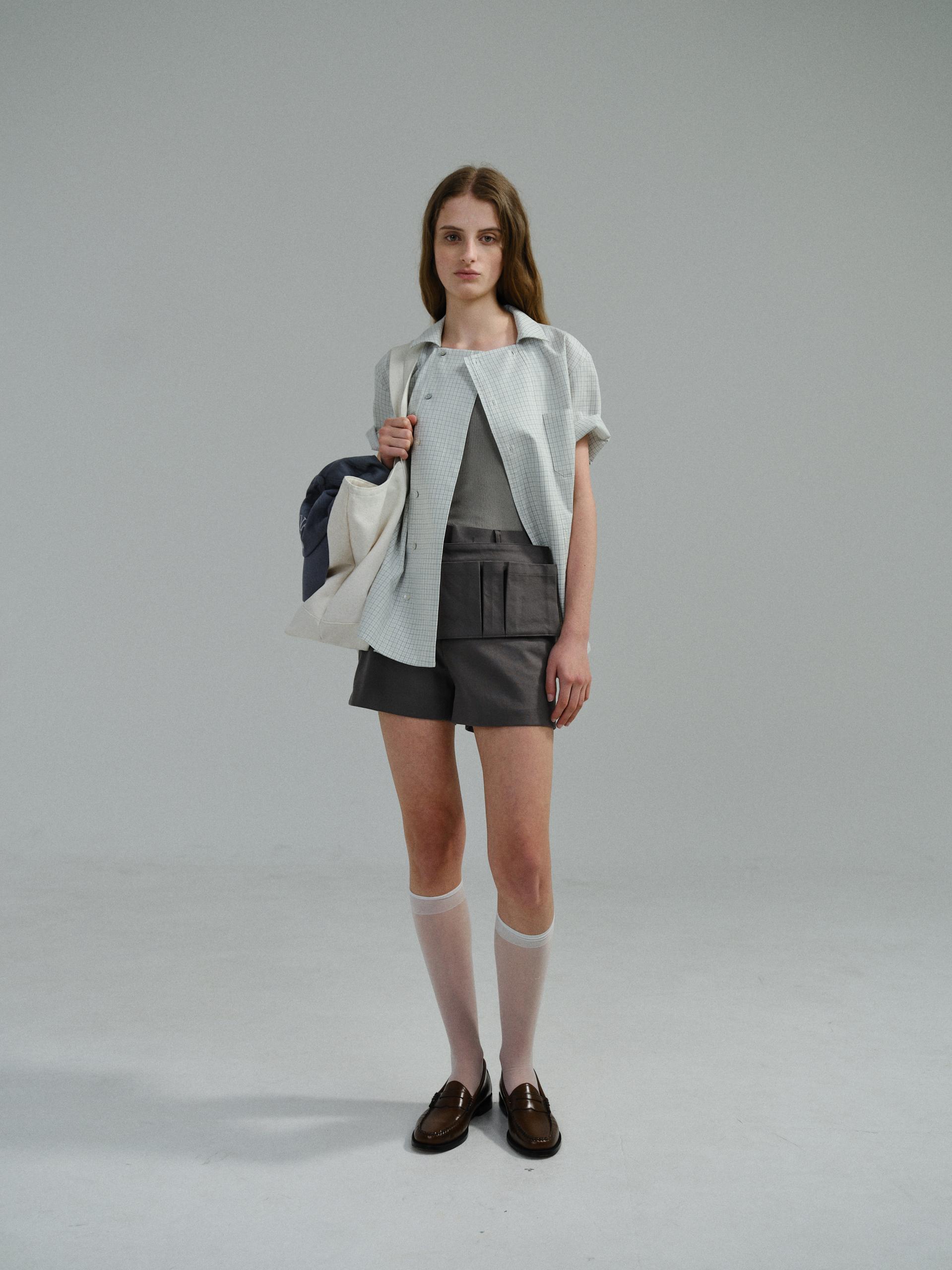 double structure shirt (blue check)