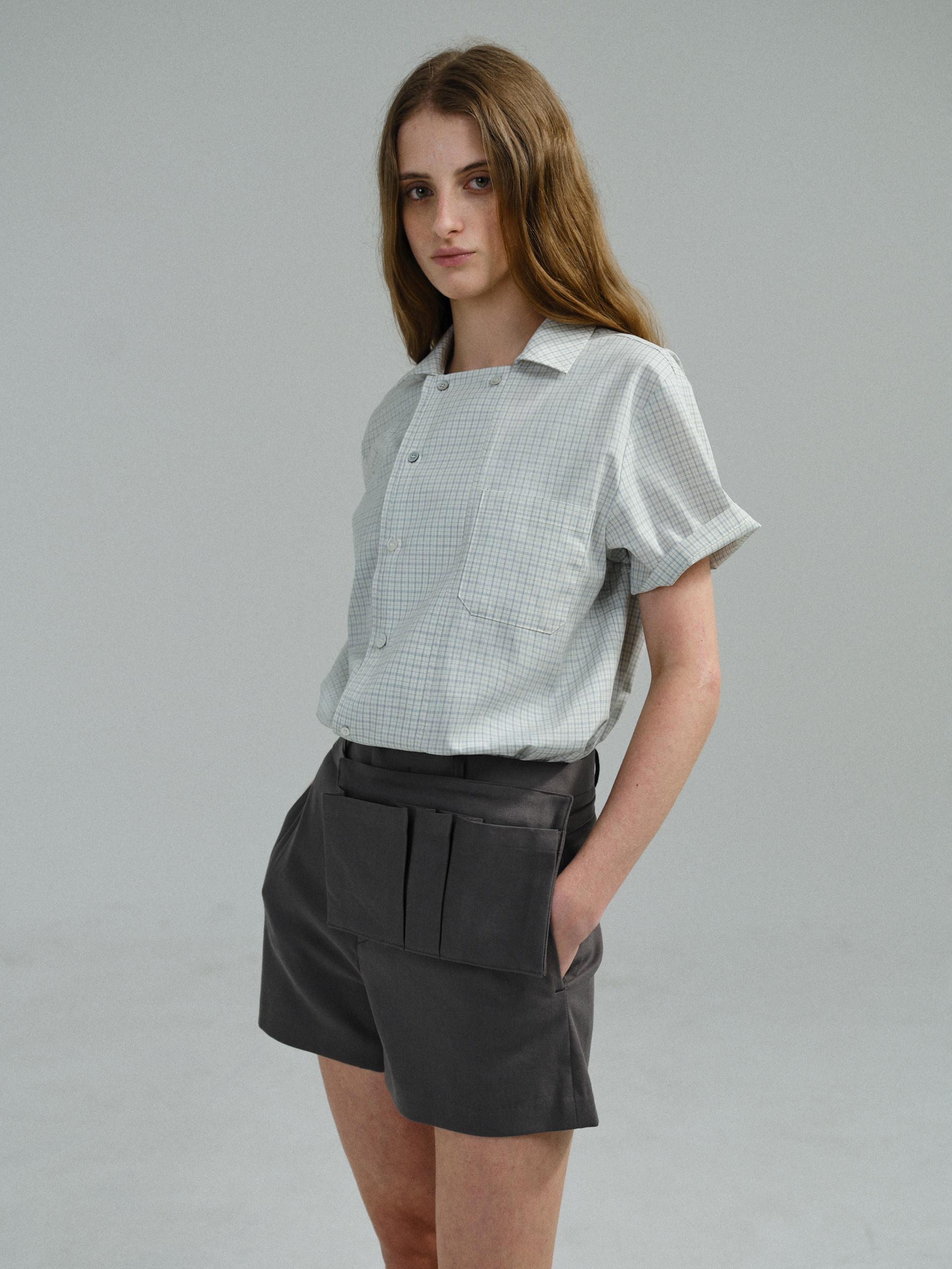 double structure shirt (blue check)