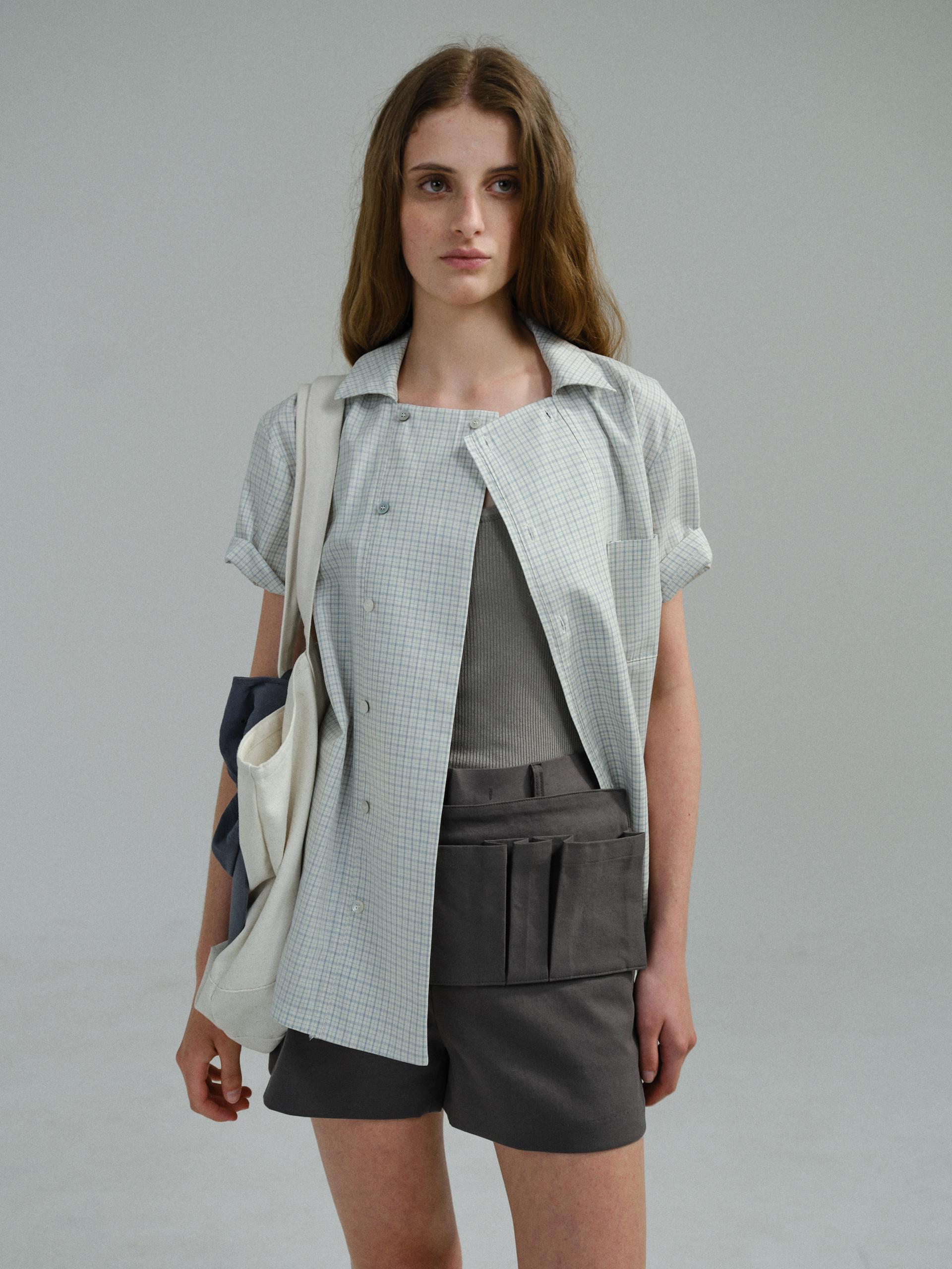 double structure shirt (blue check)