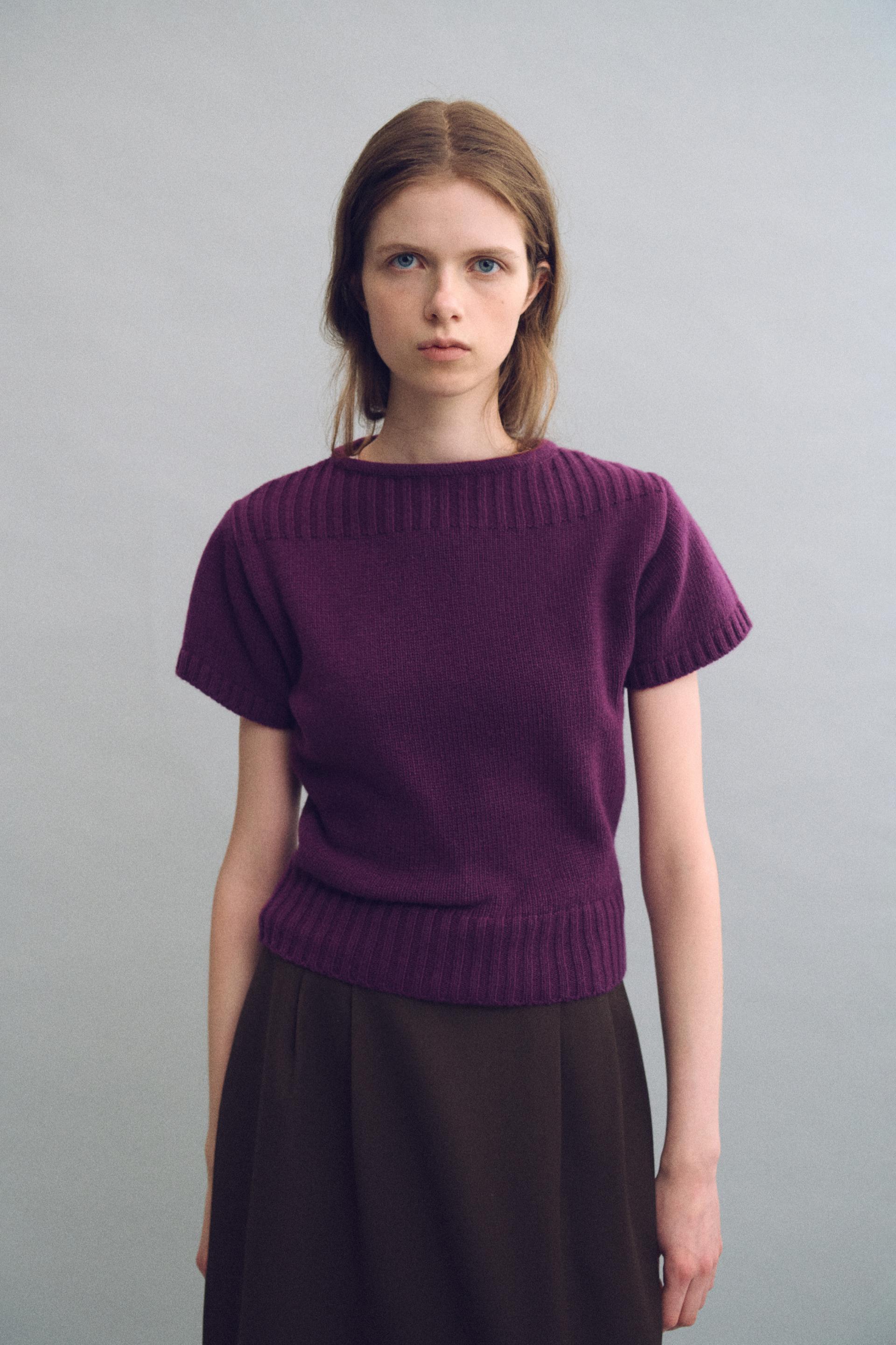 boat-neck half knit (purple)