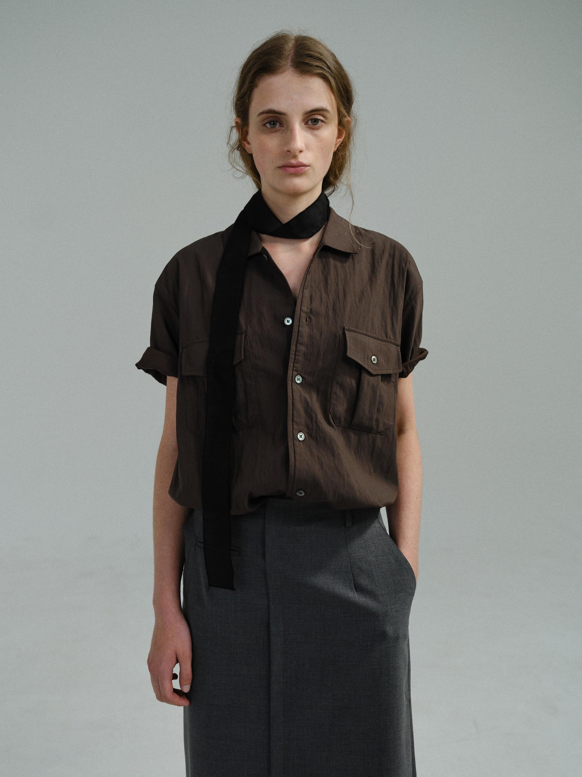 [14차 재입고 5/22 순차배송] wrinkled lapel shirts (brown)