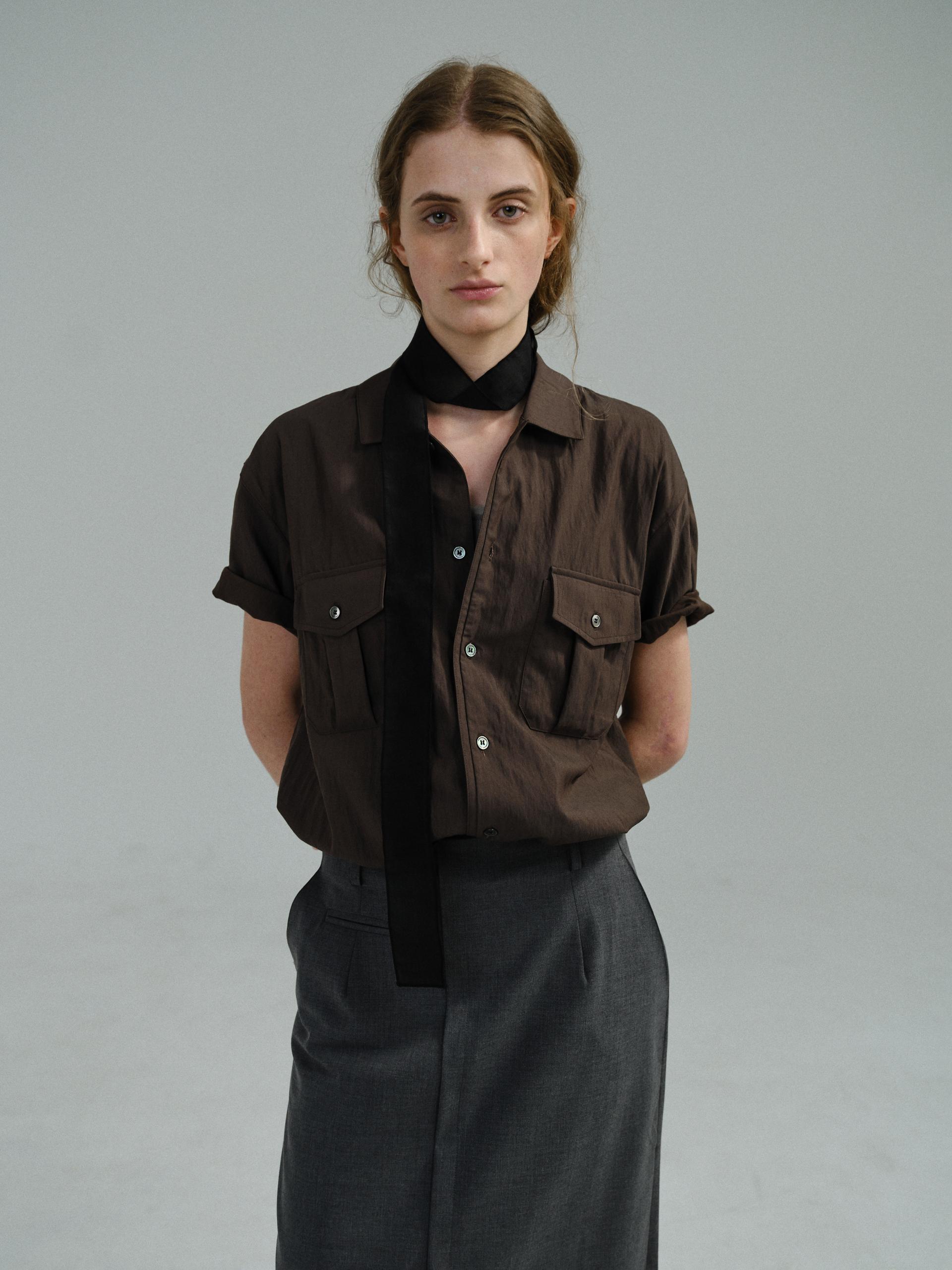 [14차 재입고 5/22 순차배송] wrinkled lapel shirts (brown)