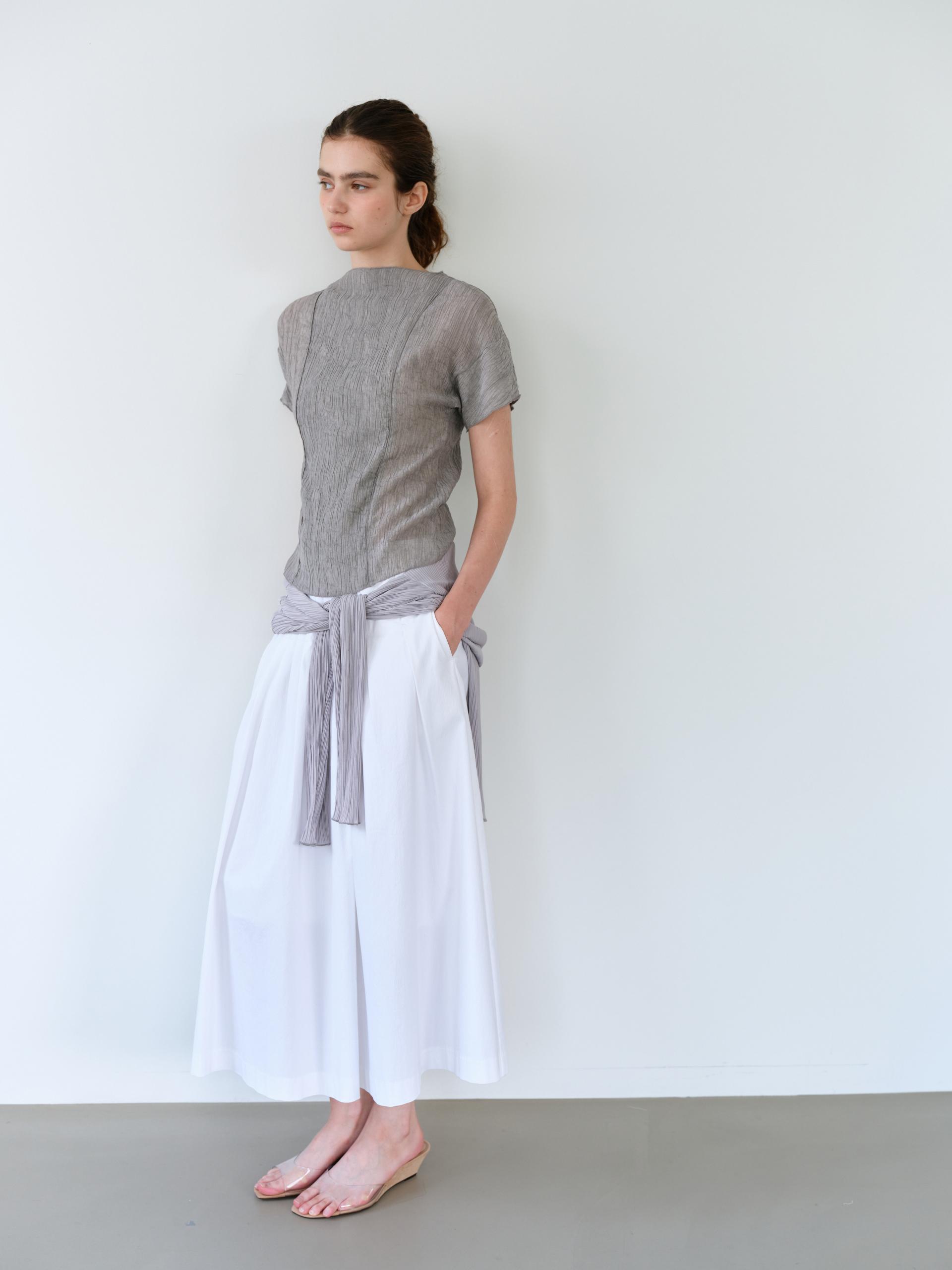 asym pleats skirt (ivory)