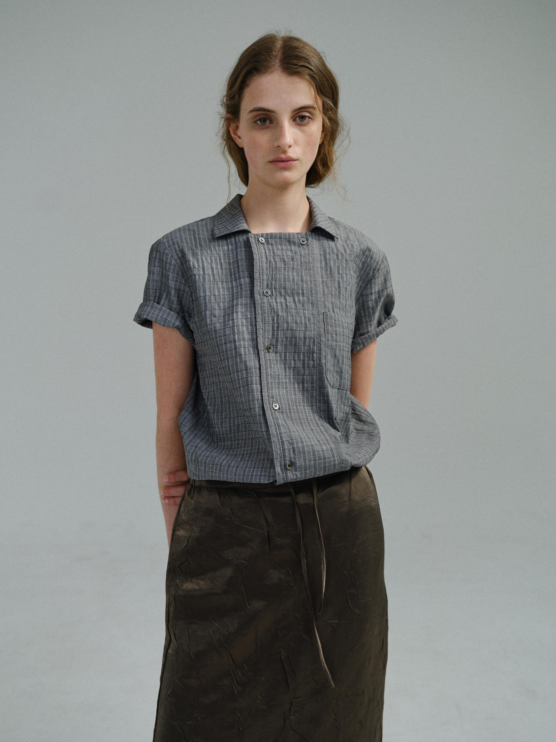double structure shirt (grey check)
