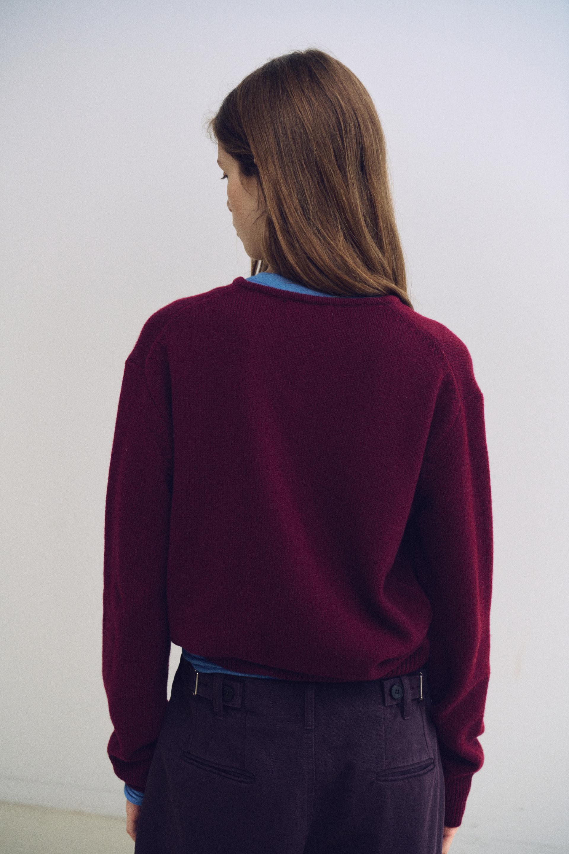 pipe v-neck knit (wine)
